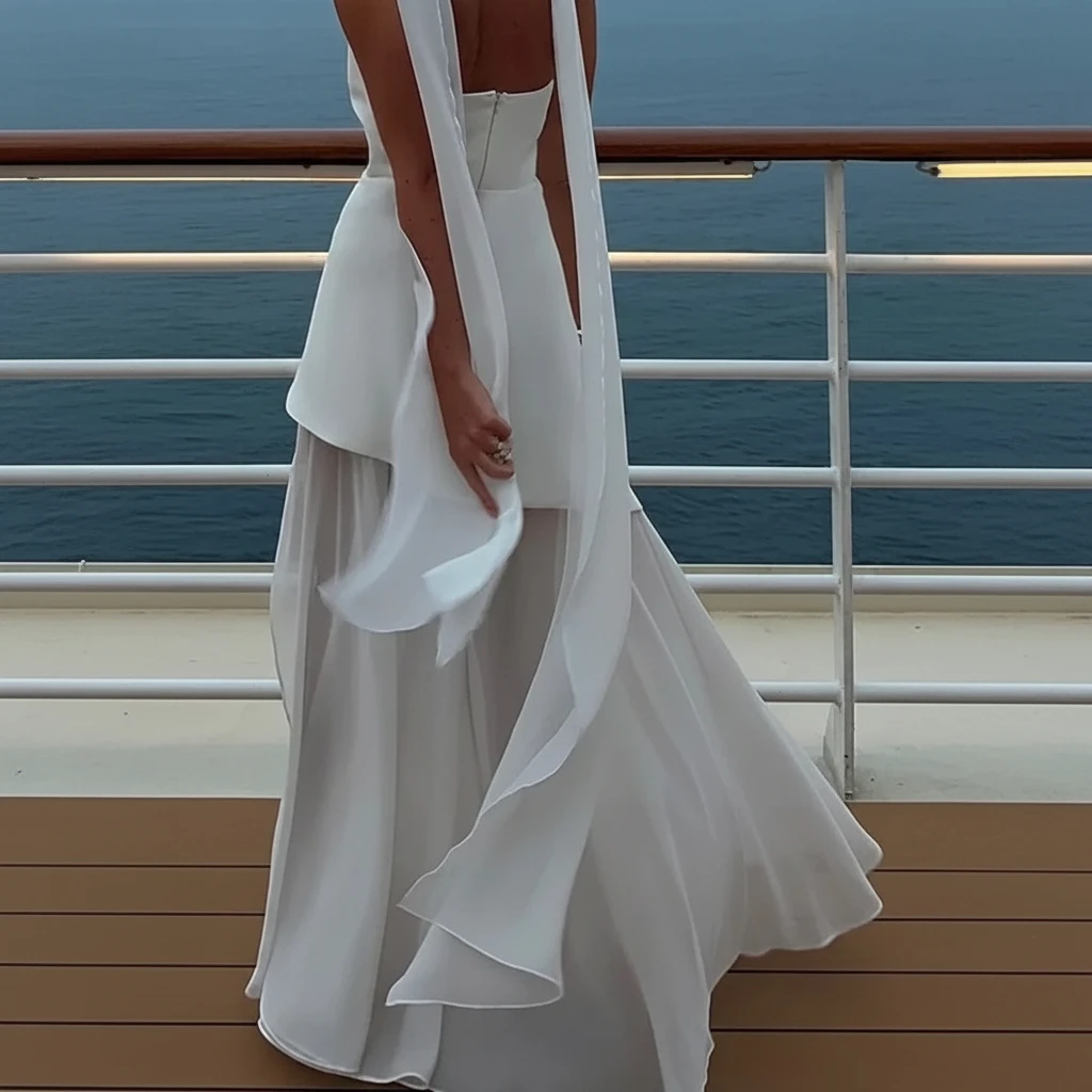 Women's Elegant Maxi Wedding Guest Dress with Strapless and Slit