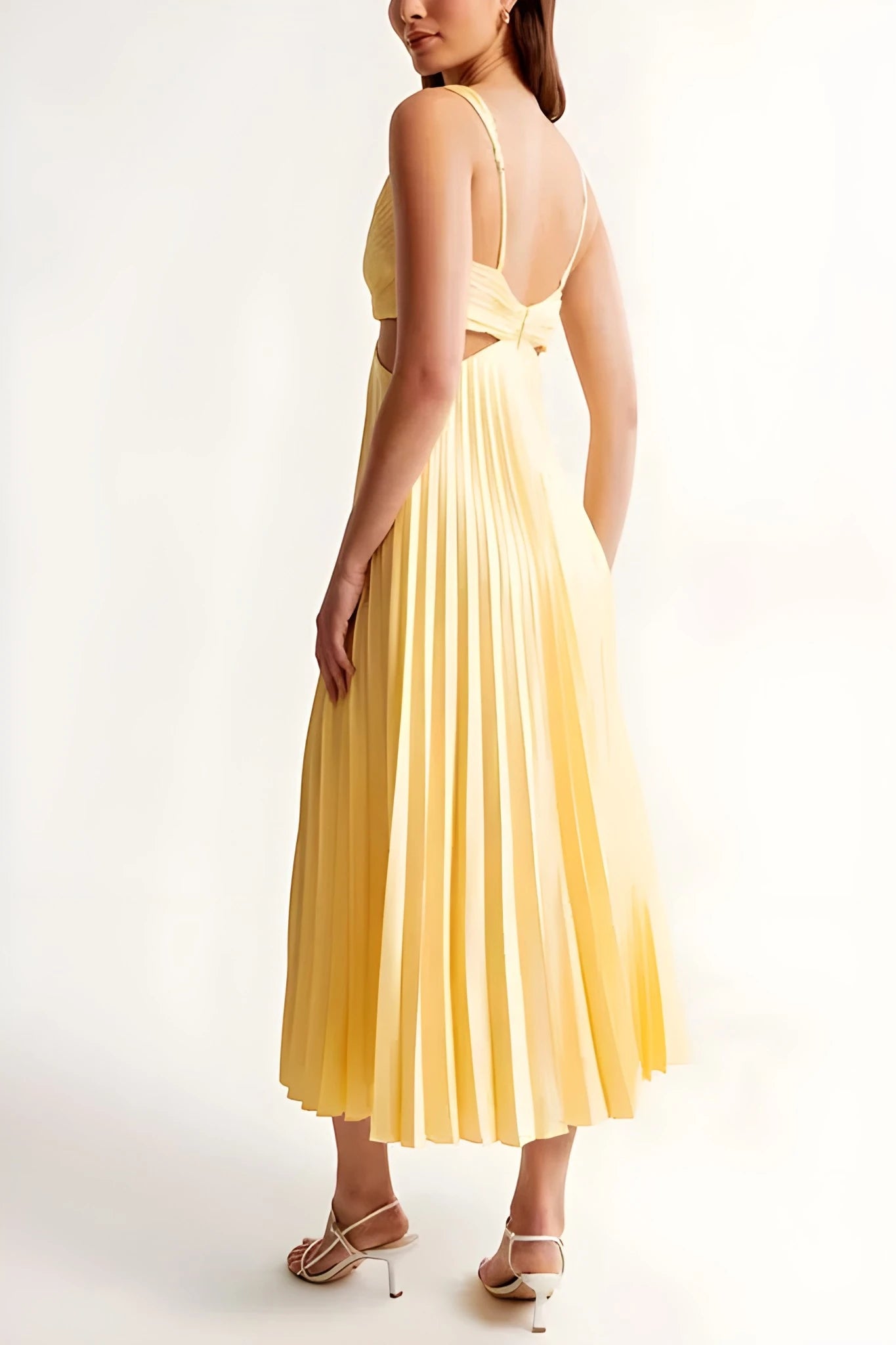 Women's Elegant Midi Summer Dress with Pleated Feature