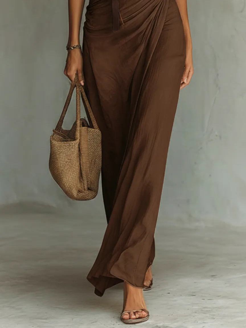 Women's Elegant Sleeveless Maxi Summer Dress with Cowl Neck