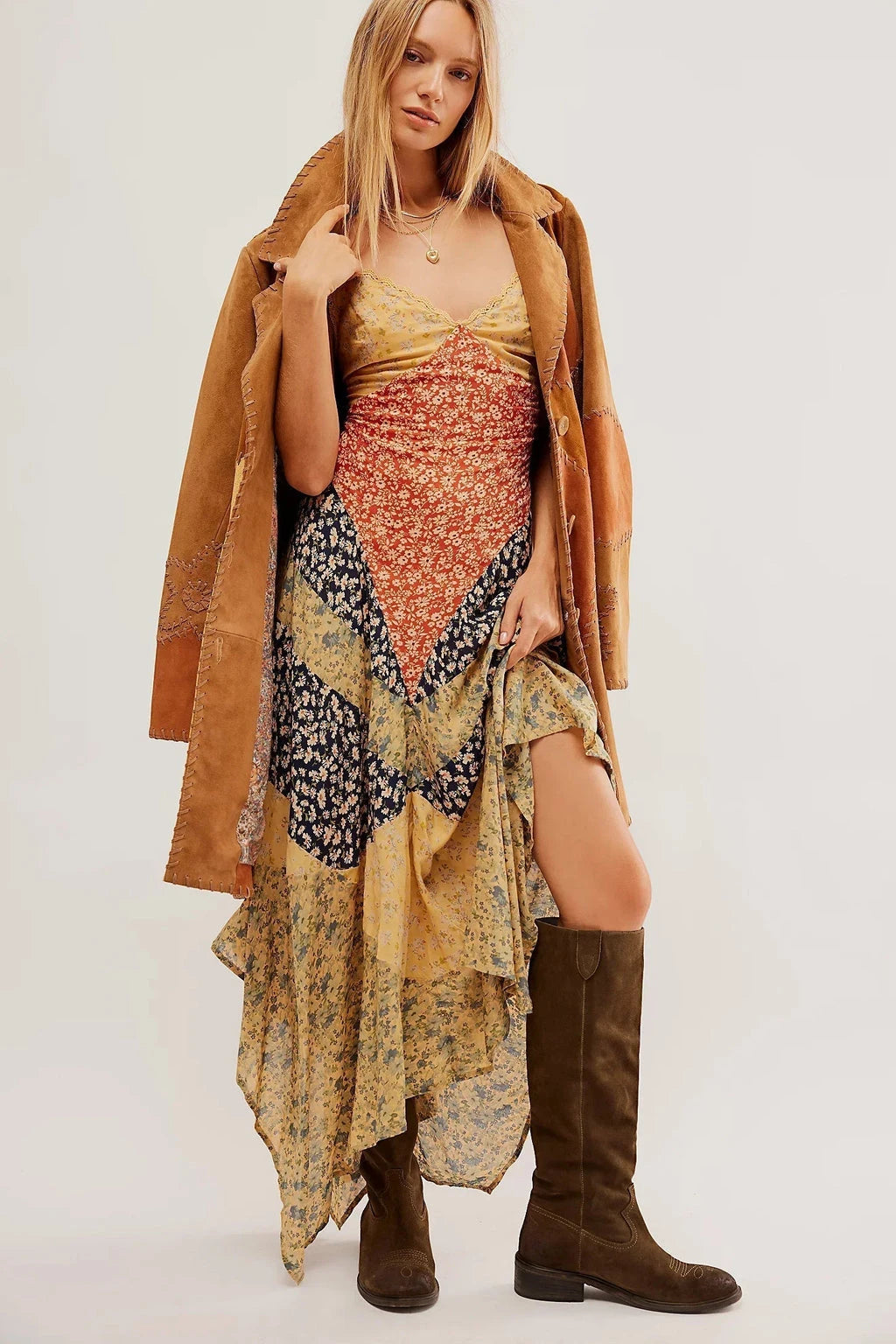Women's Floral Boho Maxi Summer Dress with Backless Design