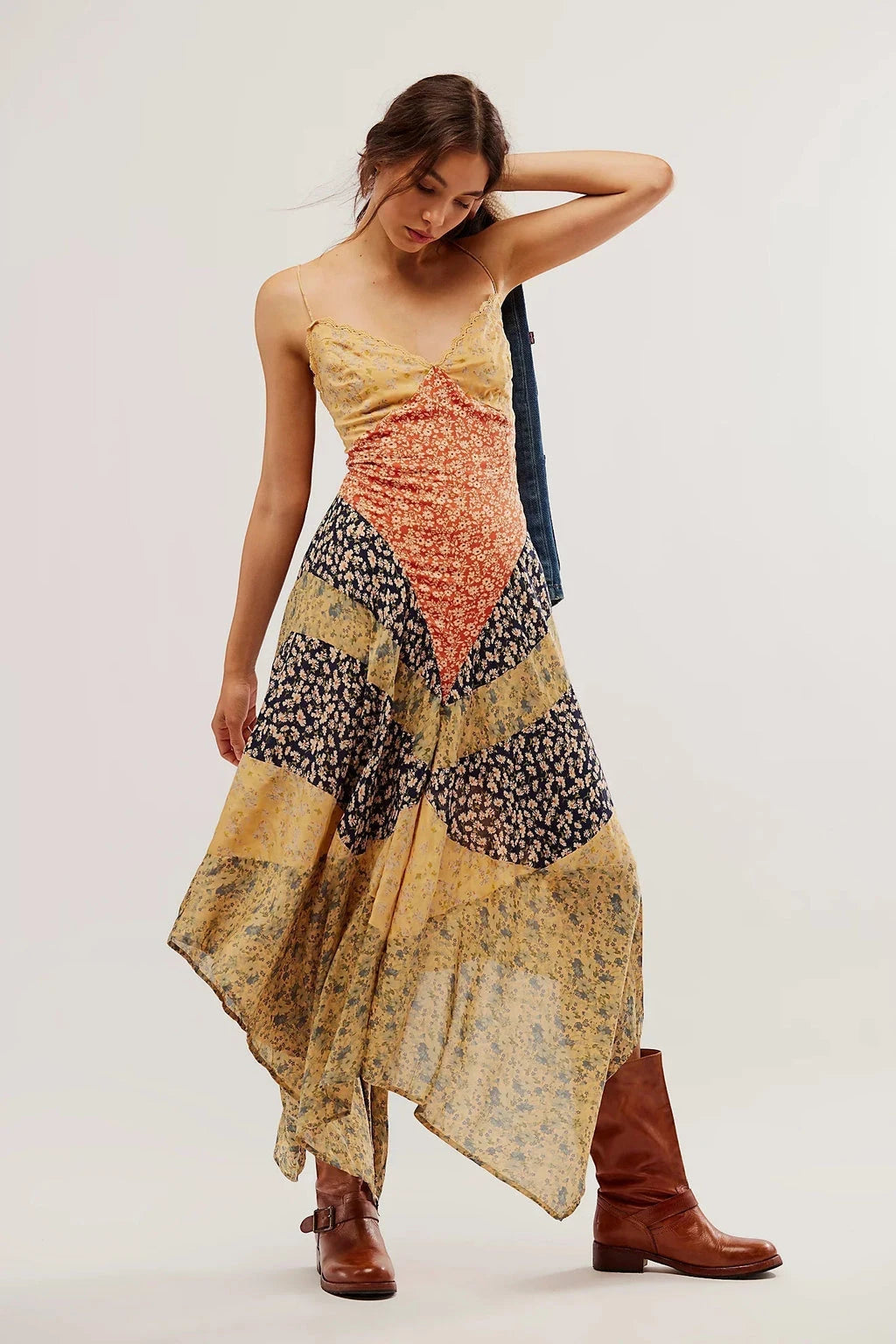 Women's Floral Boho Maxi Summer Dress with Backless Design