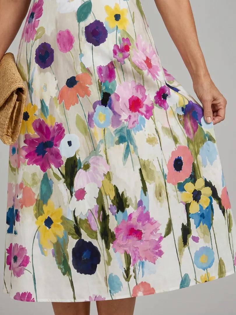 Women's Floral Casual Midi Summer Dress with Sleeveless