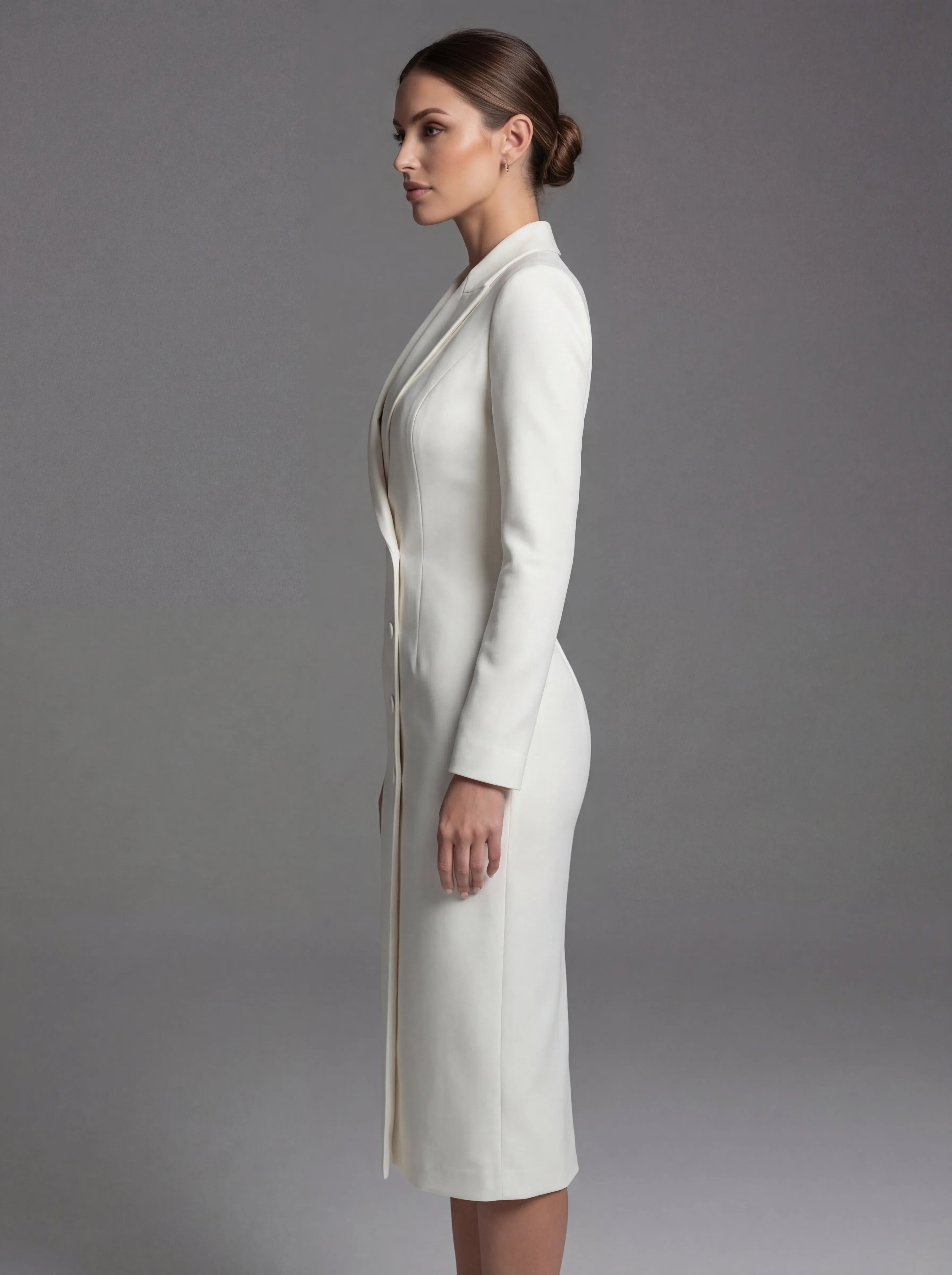 Women's Formal Elegant Midi Blazer Dress with Long Sleeve