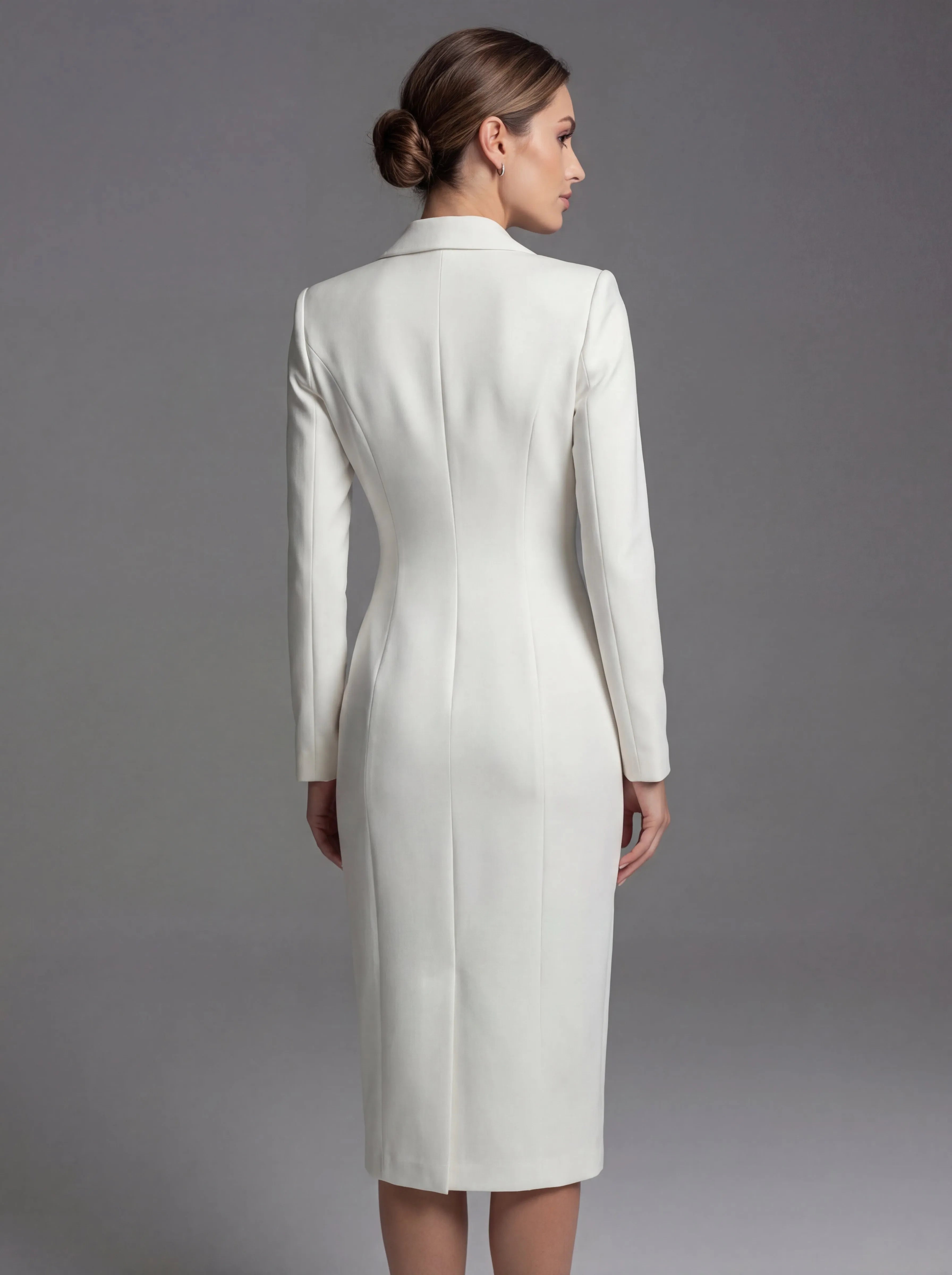 Women's Formal Elegant Midi Blazer Dress with Long Sleeve