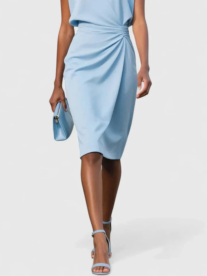 Women's Formal Elegant Midi Wedding Guest Dress with High Neck