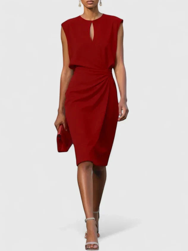 Women's Formal Elegant Midi Wedding Guest Dress with High Neck