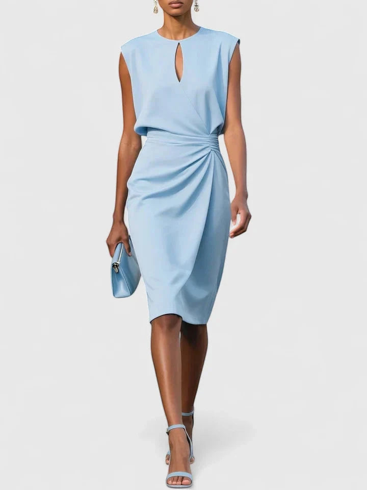 Women's Formal Elegant Midi Wedding Guest Dress with High Neck