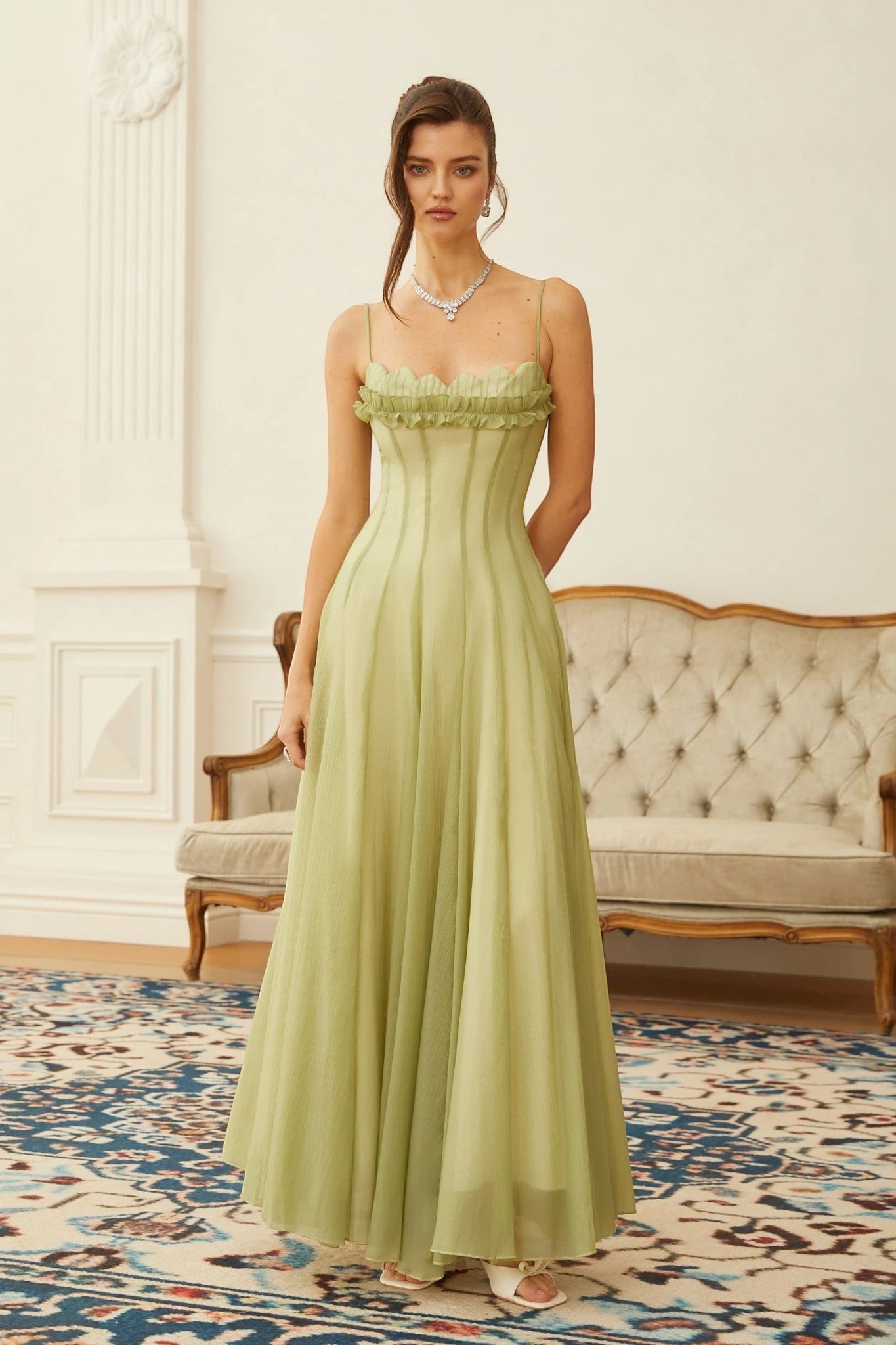 Women's Formal Flowy Maxi Wedding Guest Dress with Strapless