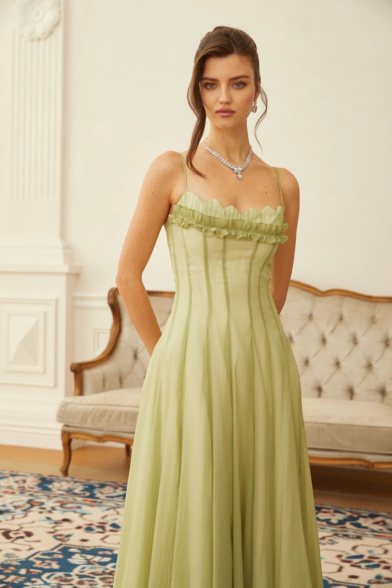 Women's Formal Flowy Maxi Wedding Guest Dress with Strapless