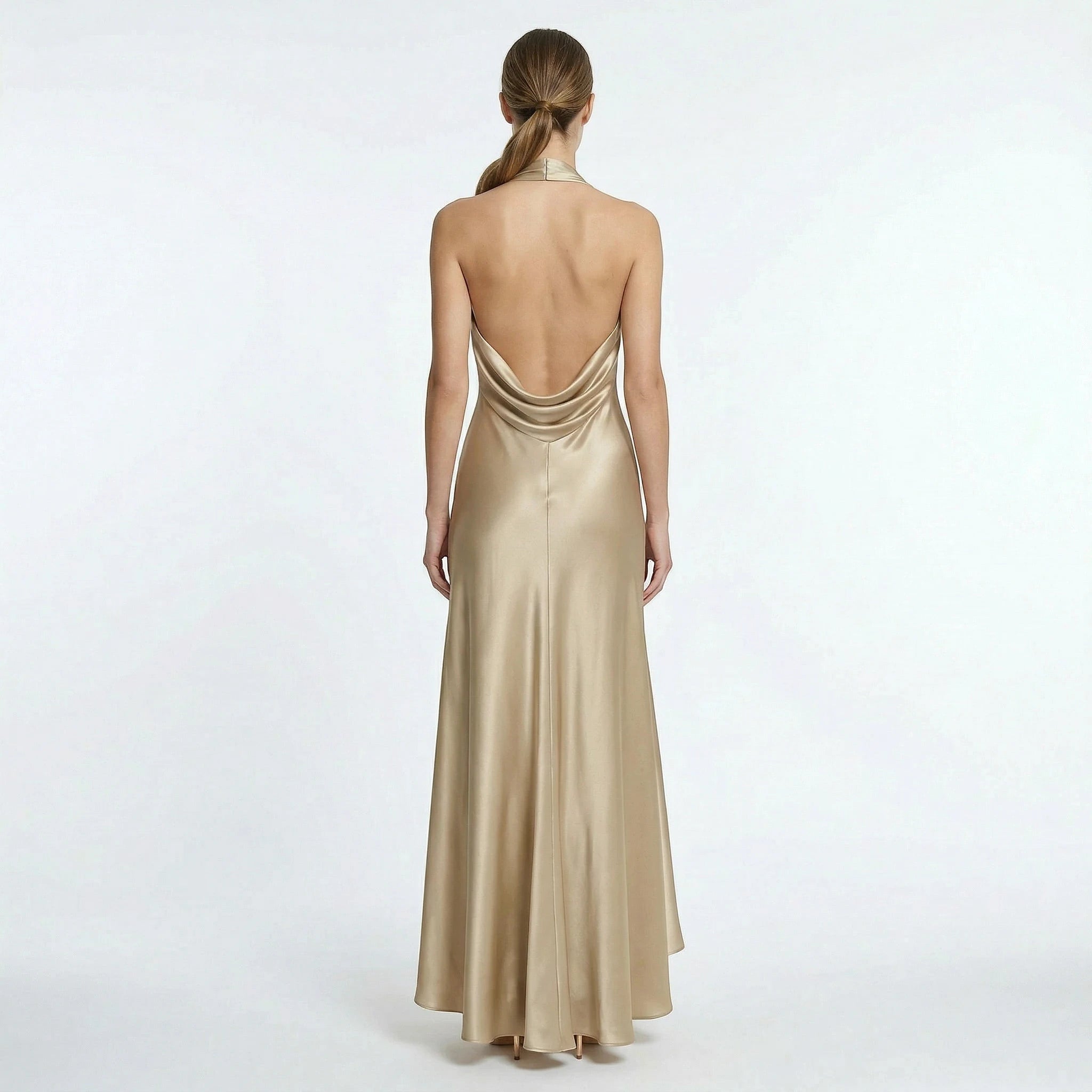 Women's Formal Long Maxi Wedding Guest Dress with Cowl Neck