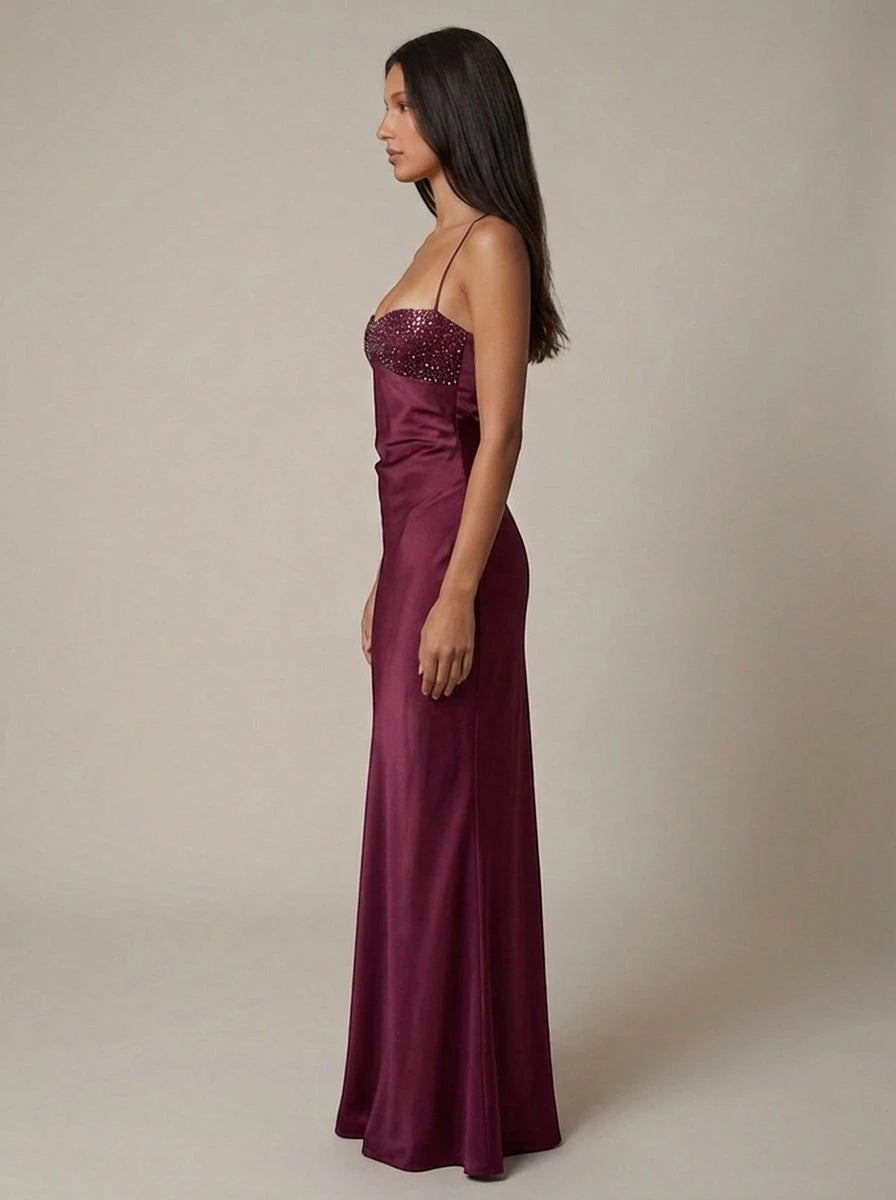 Women's Formal Long Maxi Wedding Guest Dress with Halter and Beaded