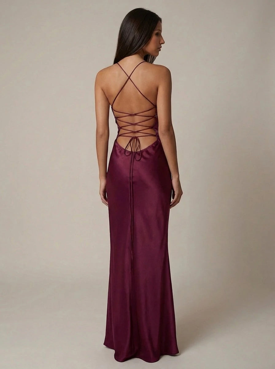Women's Formal Long Maxi Wedding Guest Dress with Halter and Beaded