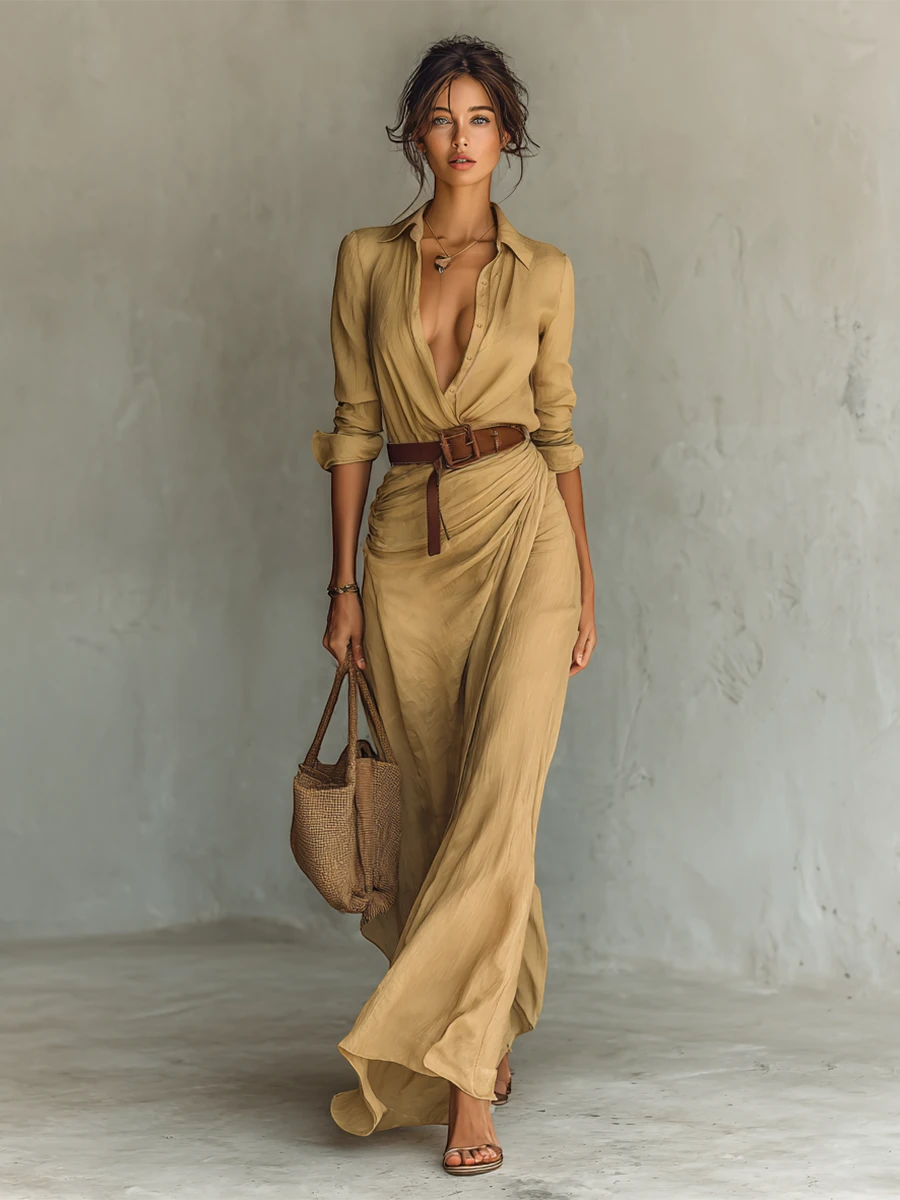 Women's Formal Maxi Summer Dress with Belt