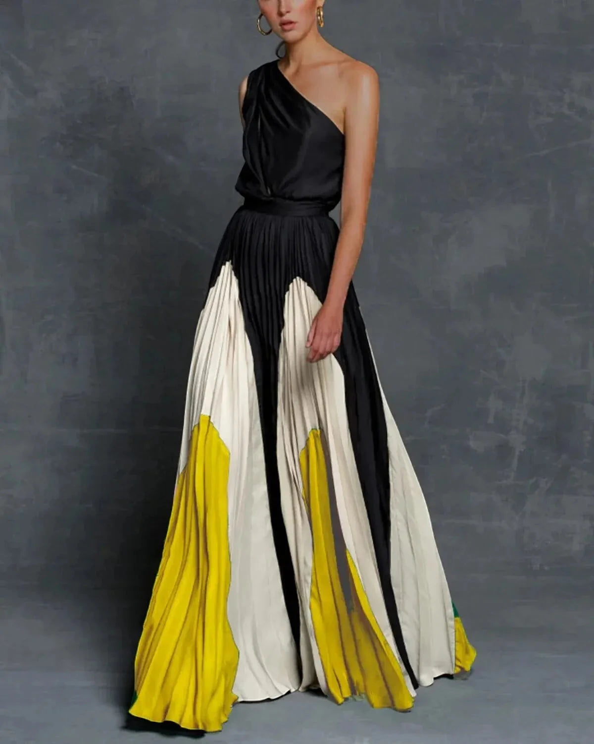 Women's Formal Maxi Wedding Guest Dress with One Shoulder