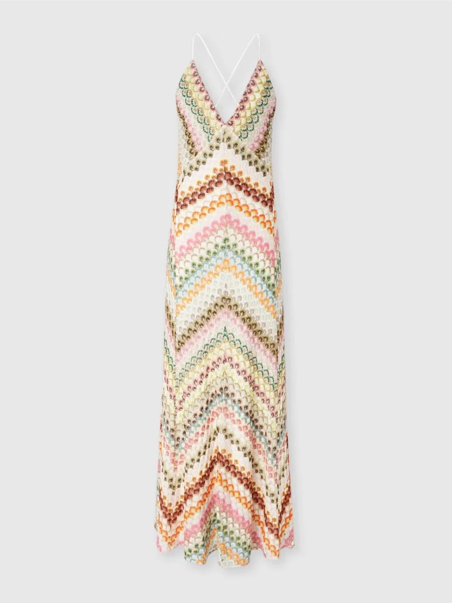 Women's Knit Printed Maxi Summer Dress with Low Back