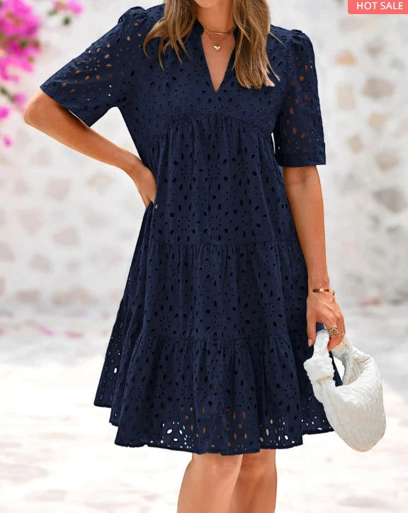 Women's Loose Midi Summer Dress with Ruffles