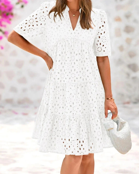 Women's Loose Midi Summer Dress with Ruffles