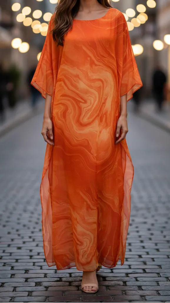 Women's Printed Flowy Maxi Summer Dress with Long Sleeves