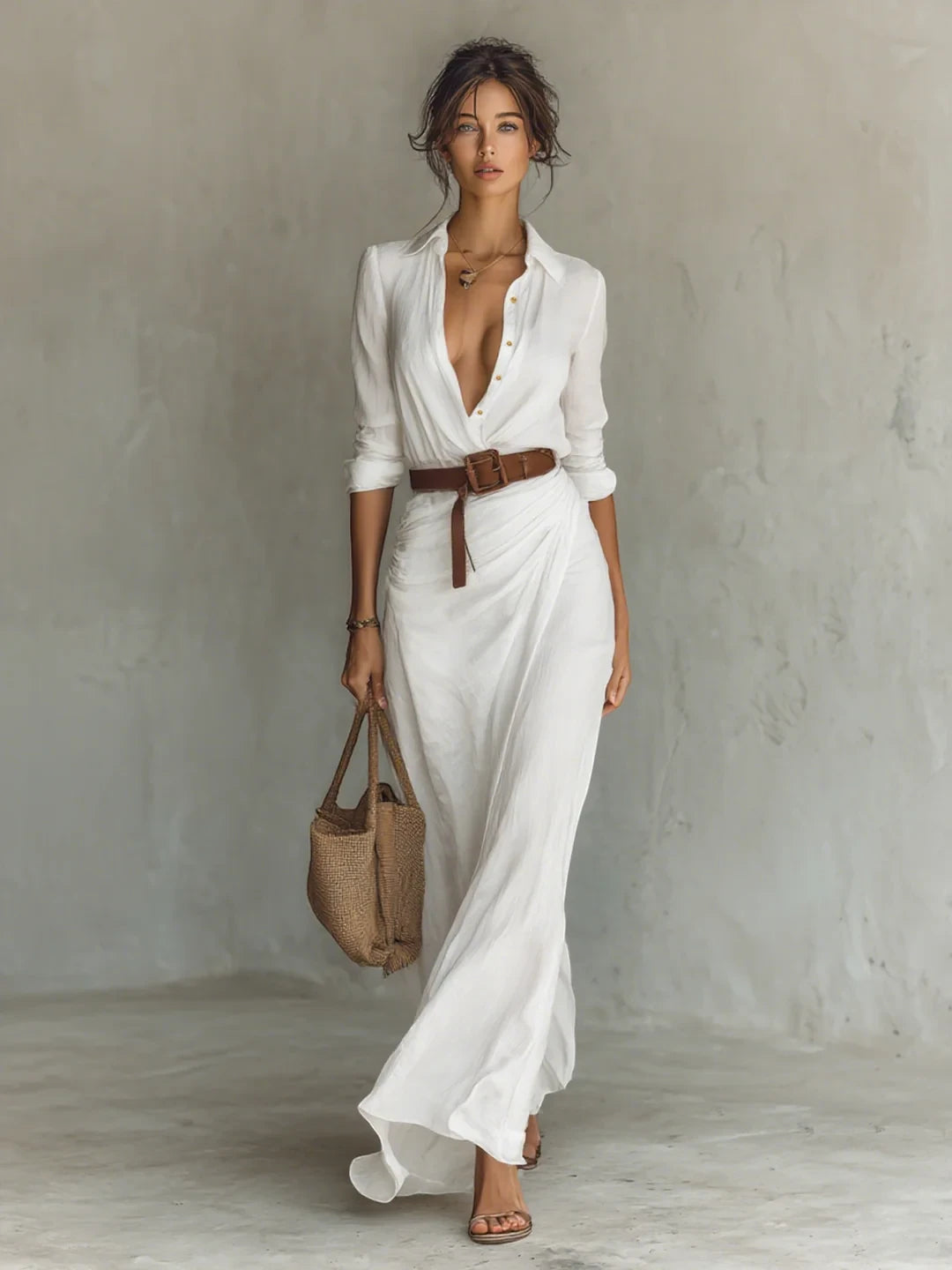 Women's Formal Maxi Summer Dress with Belt