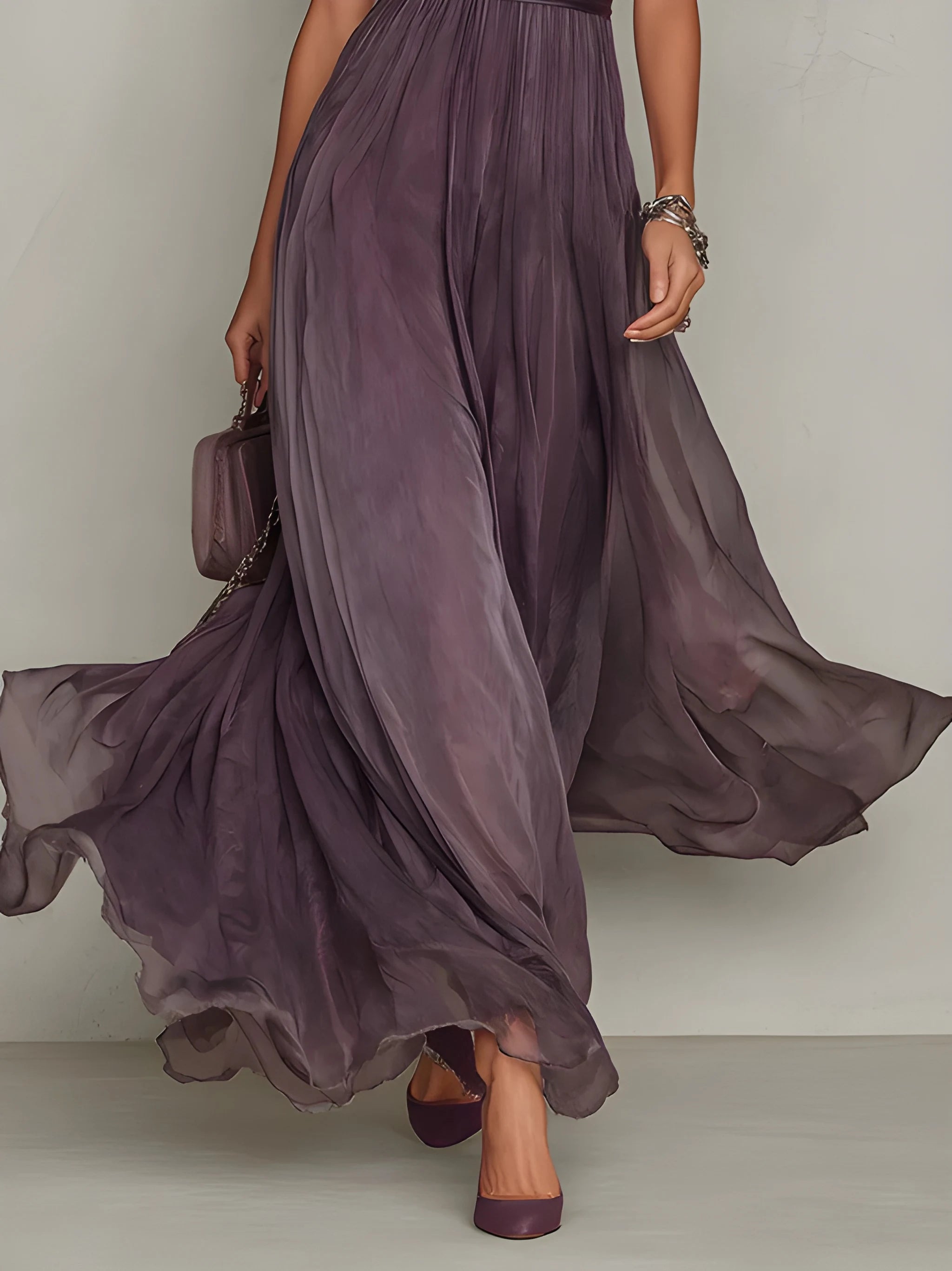 Women's Elegant Vintage Maxi Summer Dress with Keyhole