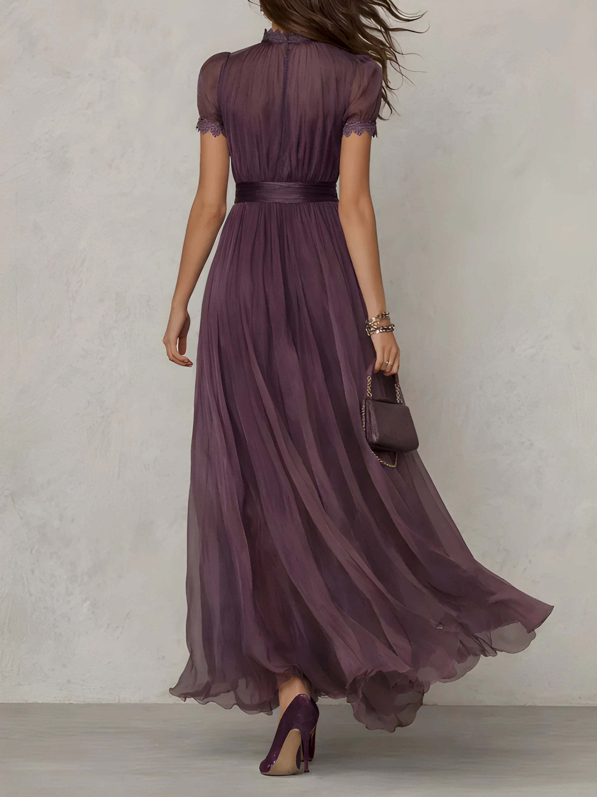 Women's Elegant Vintage Maxi Summer Dress with Keyhole