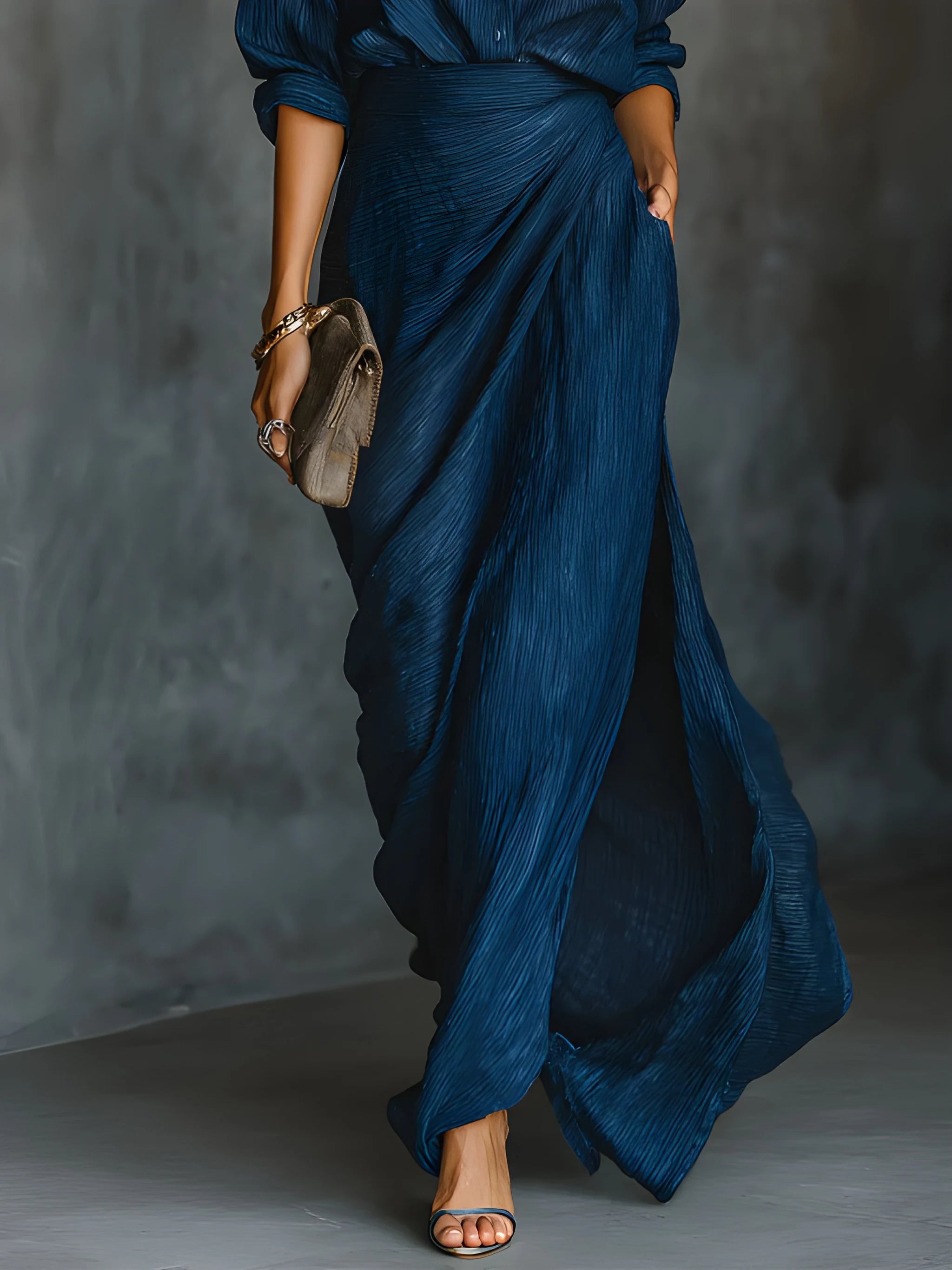 Women's Casual Flowy Maxi Summer Dress with Long Sleeve