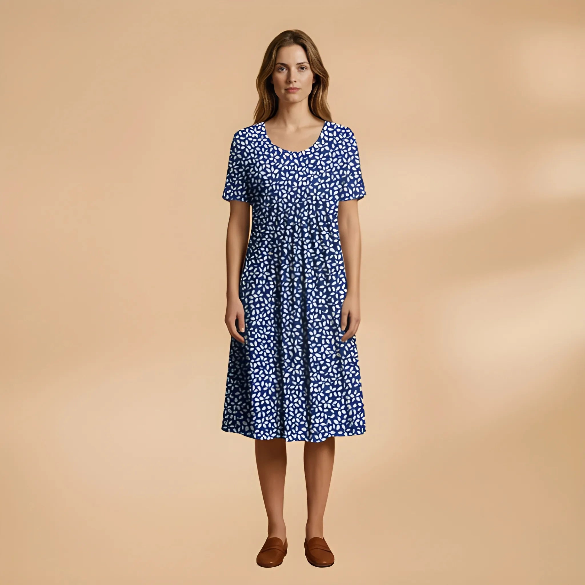 Women's Casual Flowy Midi Summer Dress with Tiered Skirt