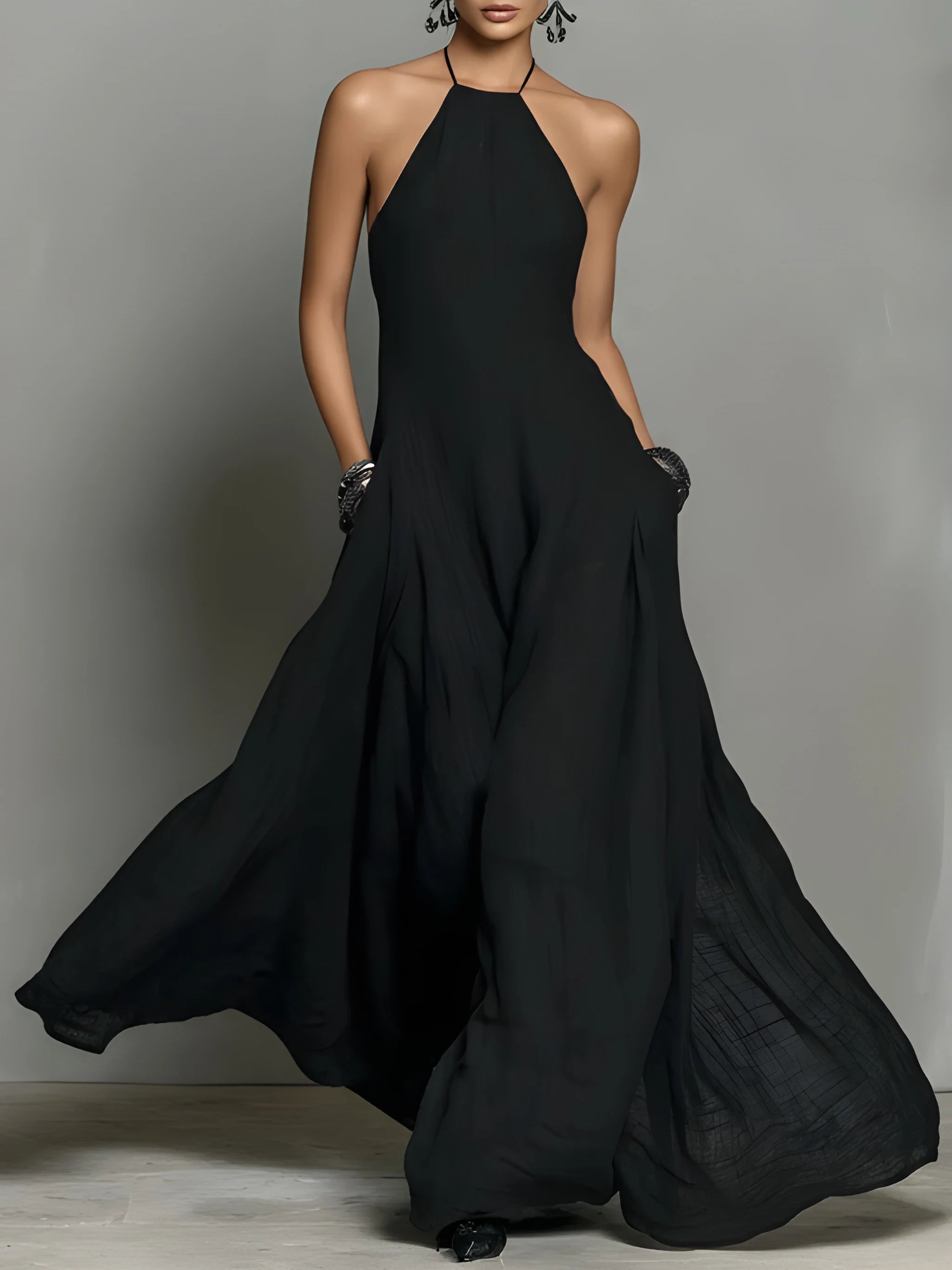 Women's Casual Boho Maxi Summer Dress with Pleated Details