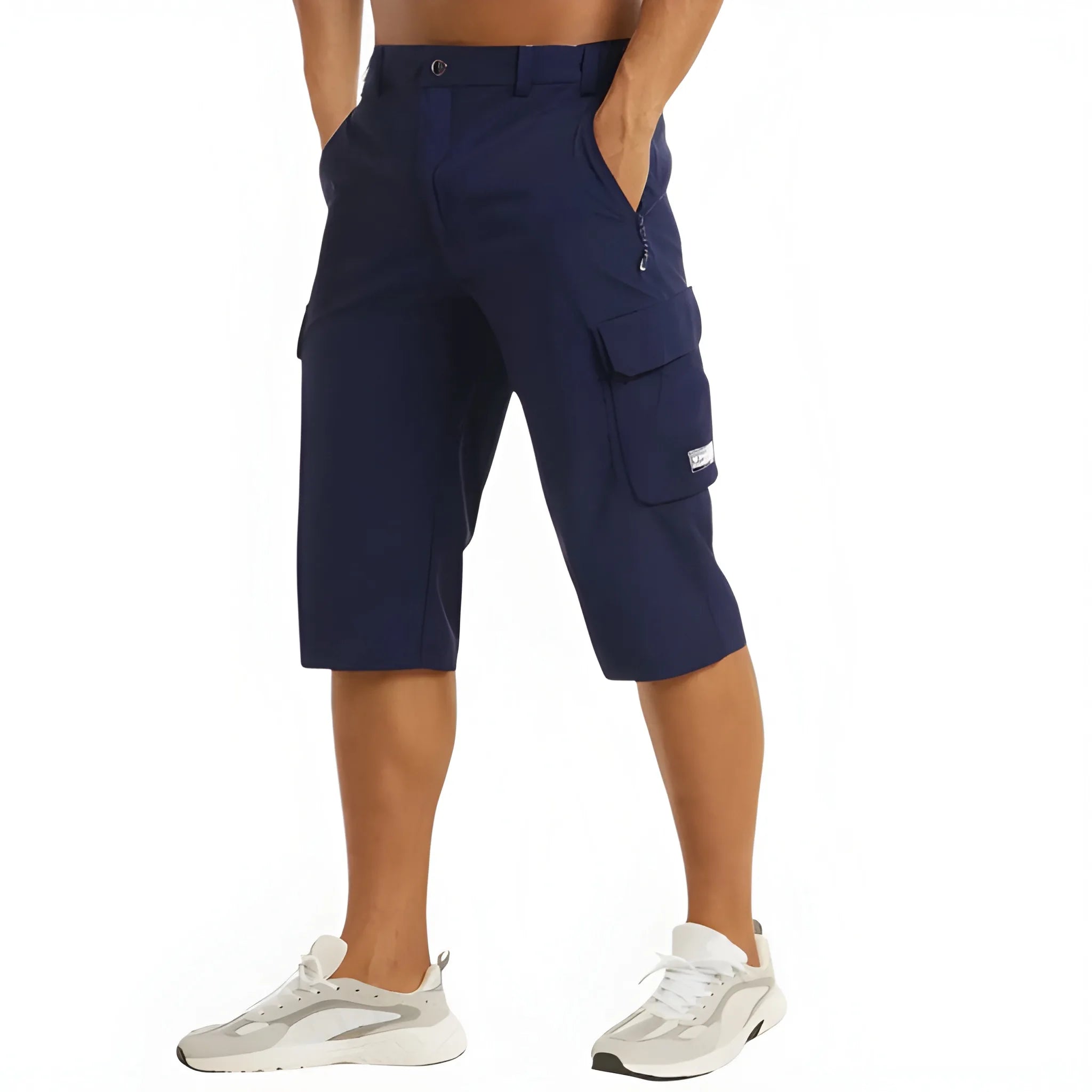 Men's Long Casual Shorts with Drawstring Waist and Pockets
