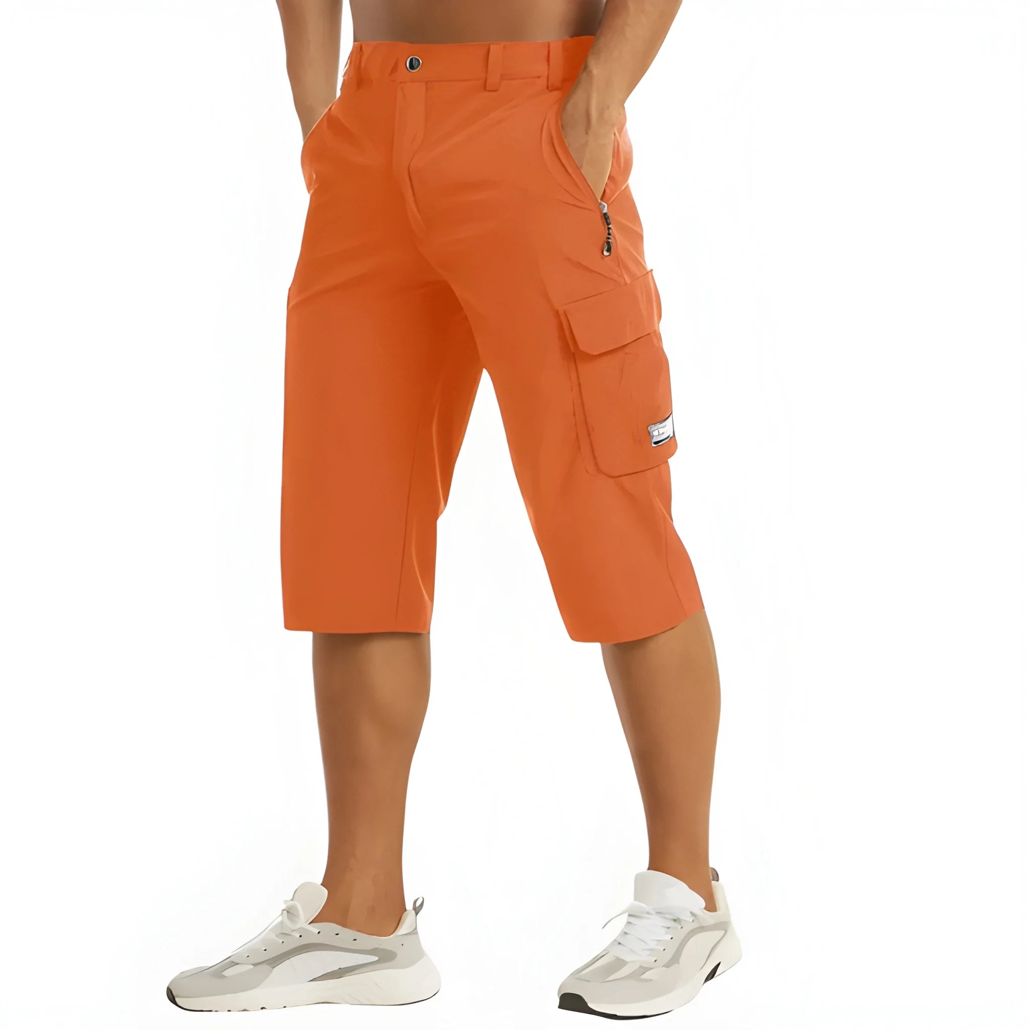 Men's Long Casual Shorts with Drawstring Waist and Pockets