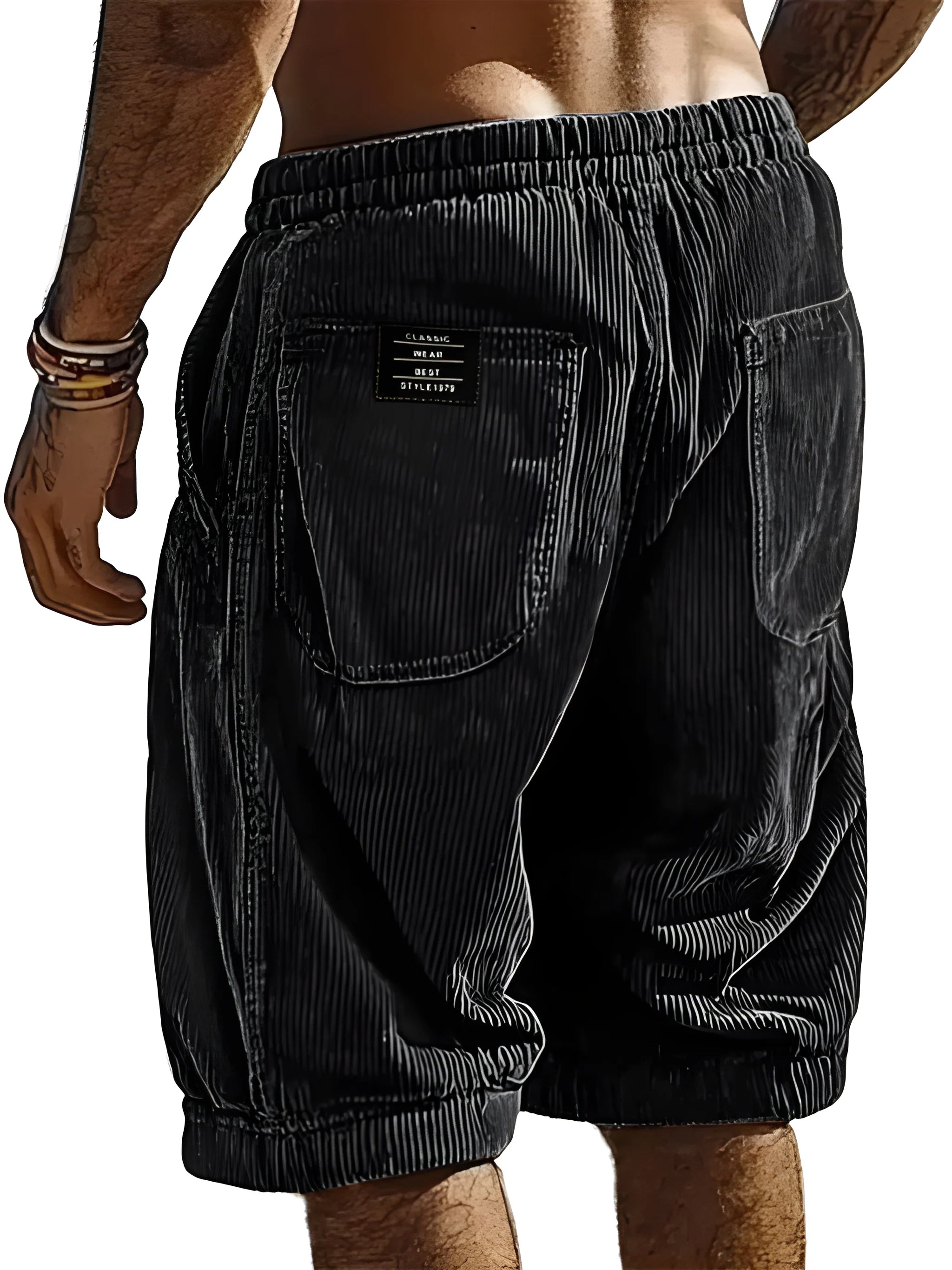 Men's Casual Cargo Shorts with Elastic Waist and Pockets