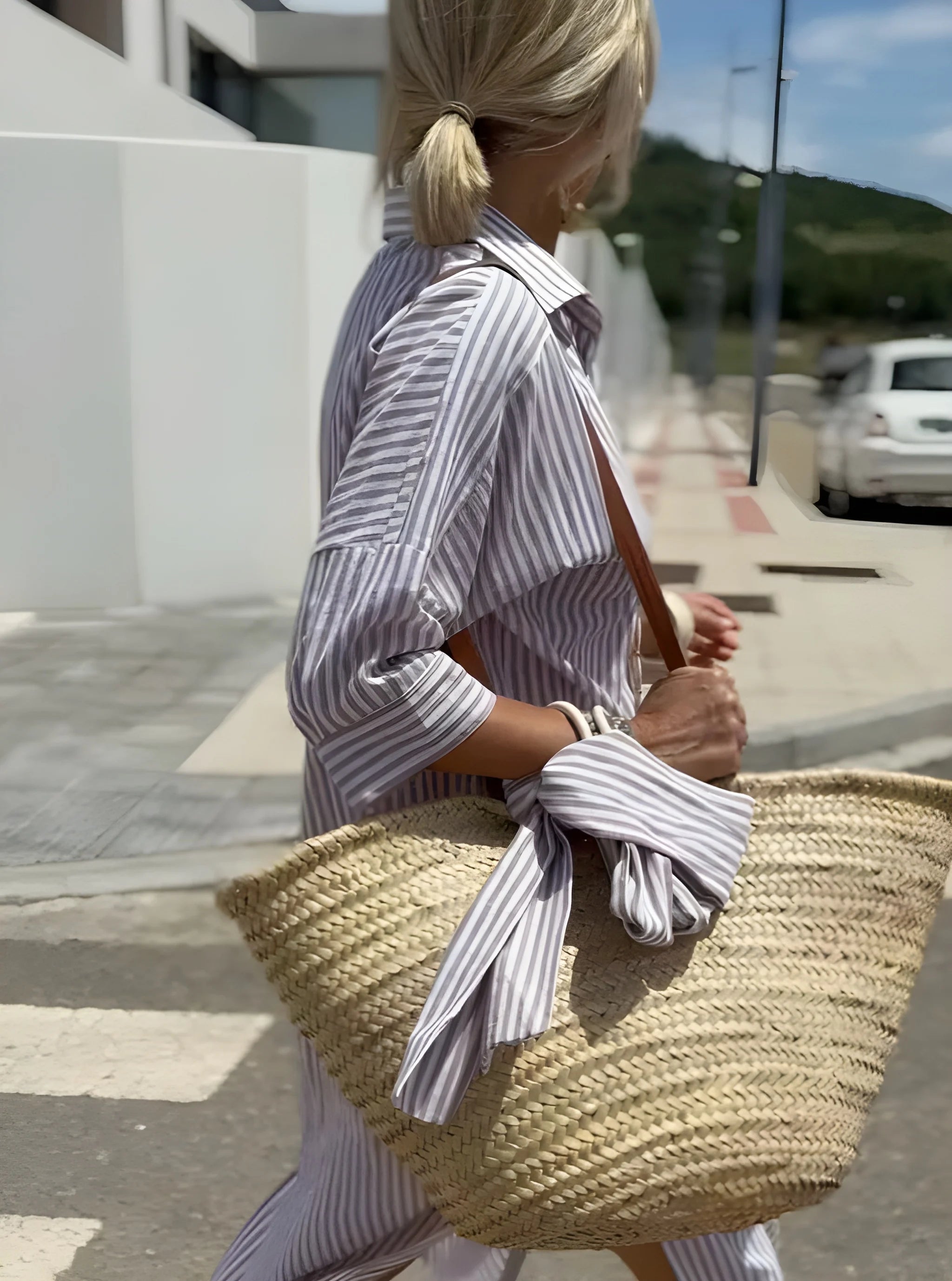 Women's Casual Printed Midi Summer Dress with 3/4 Sleeve