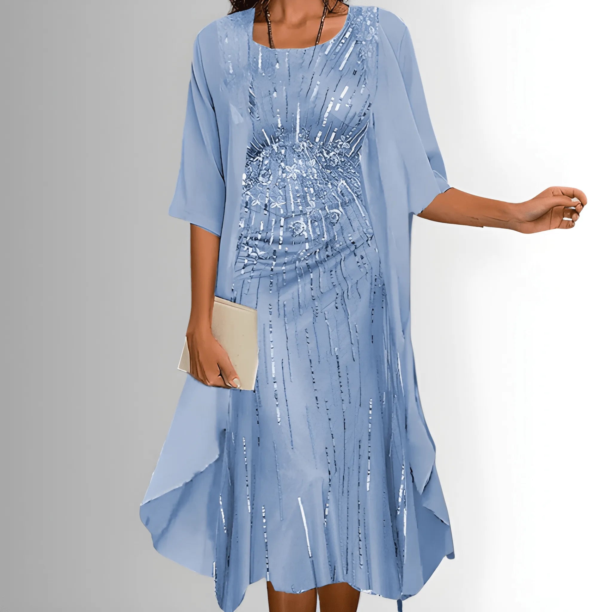 Women's Elegant Flowy Midi Summer Dress with Blouse