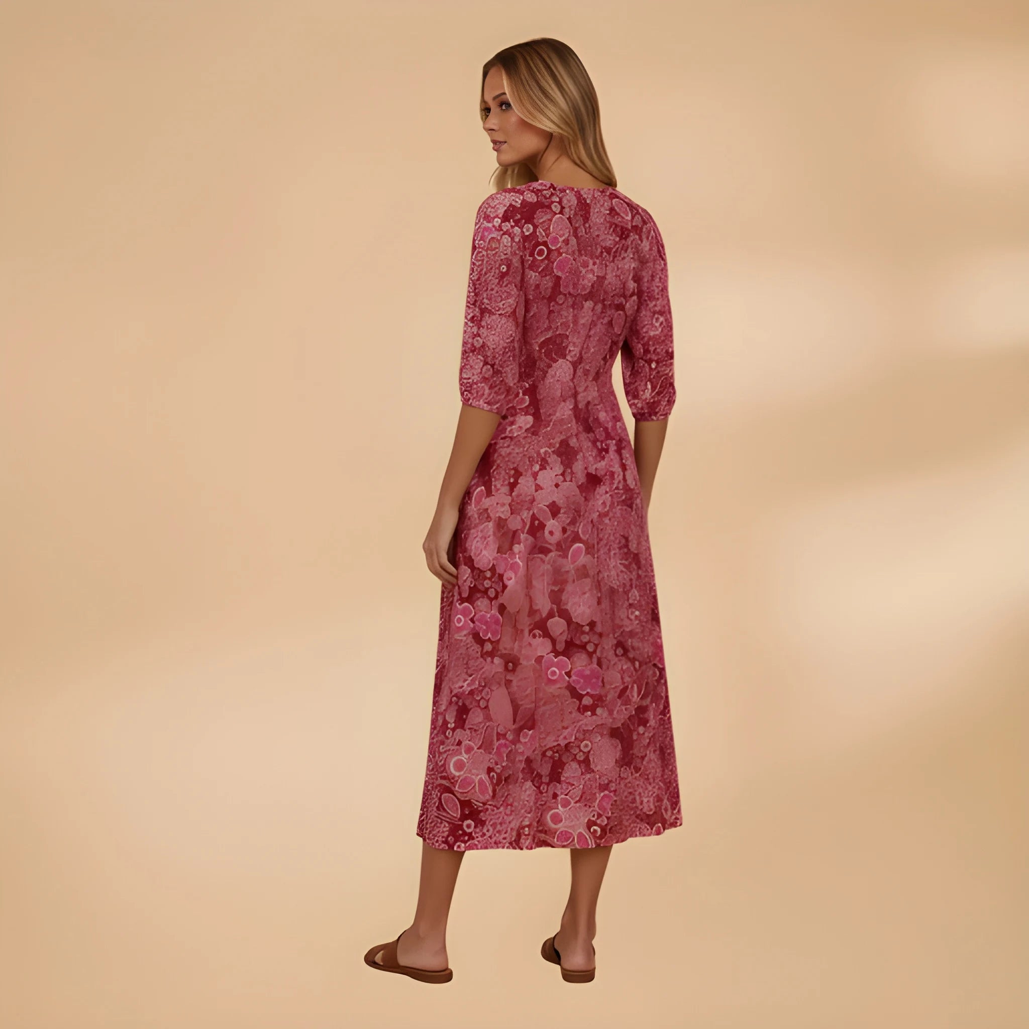 Women's Vintage Elegant Midi Summer Dress with Pockets