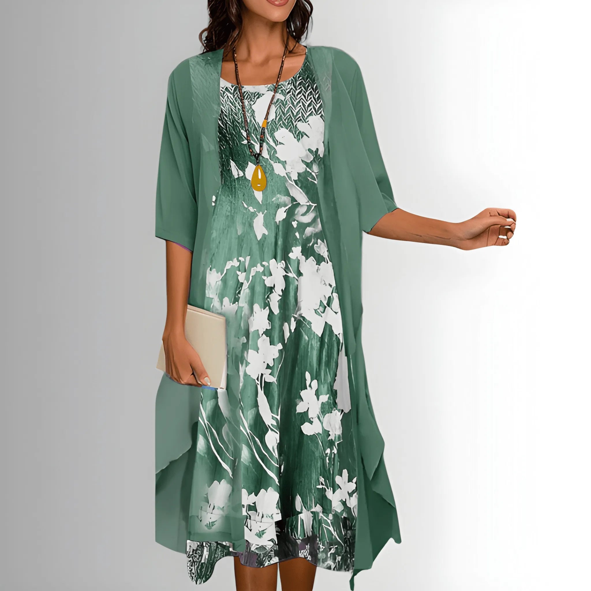Women's Elegant Flowy Midi Summer Dress with Blouse