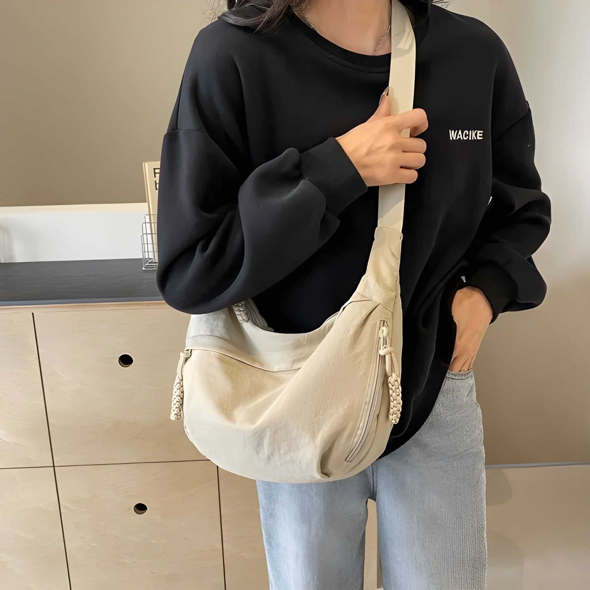 Women's Crossbody Bag with Shoulder Strap and Zipper Pockets