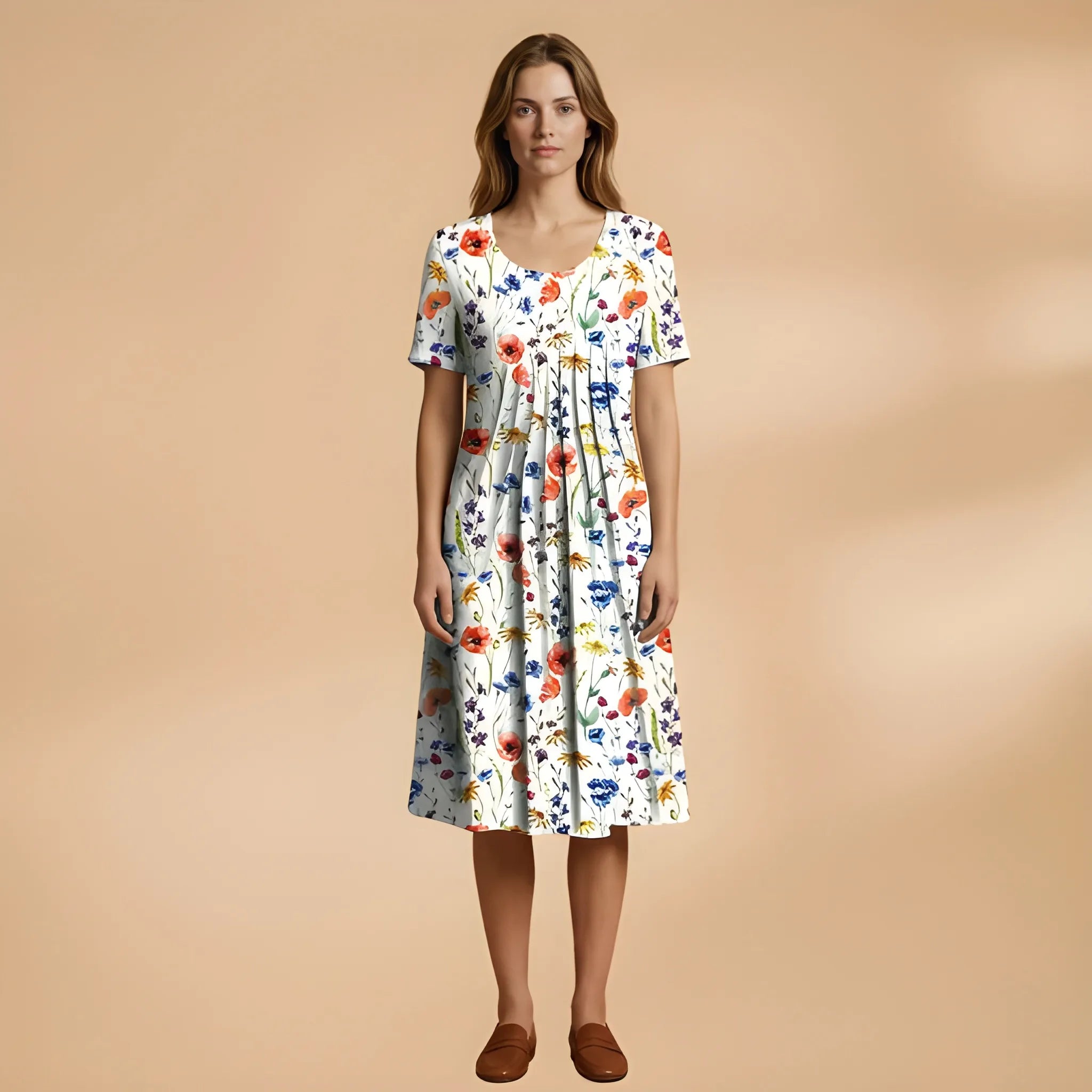 Women's Casual Flowy Midi Summer Dress with Tiered Skirt