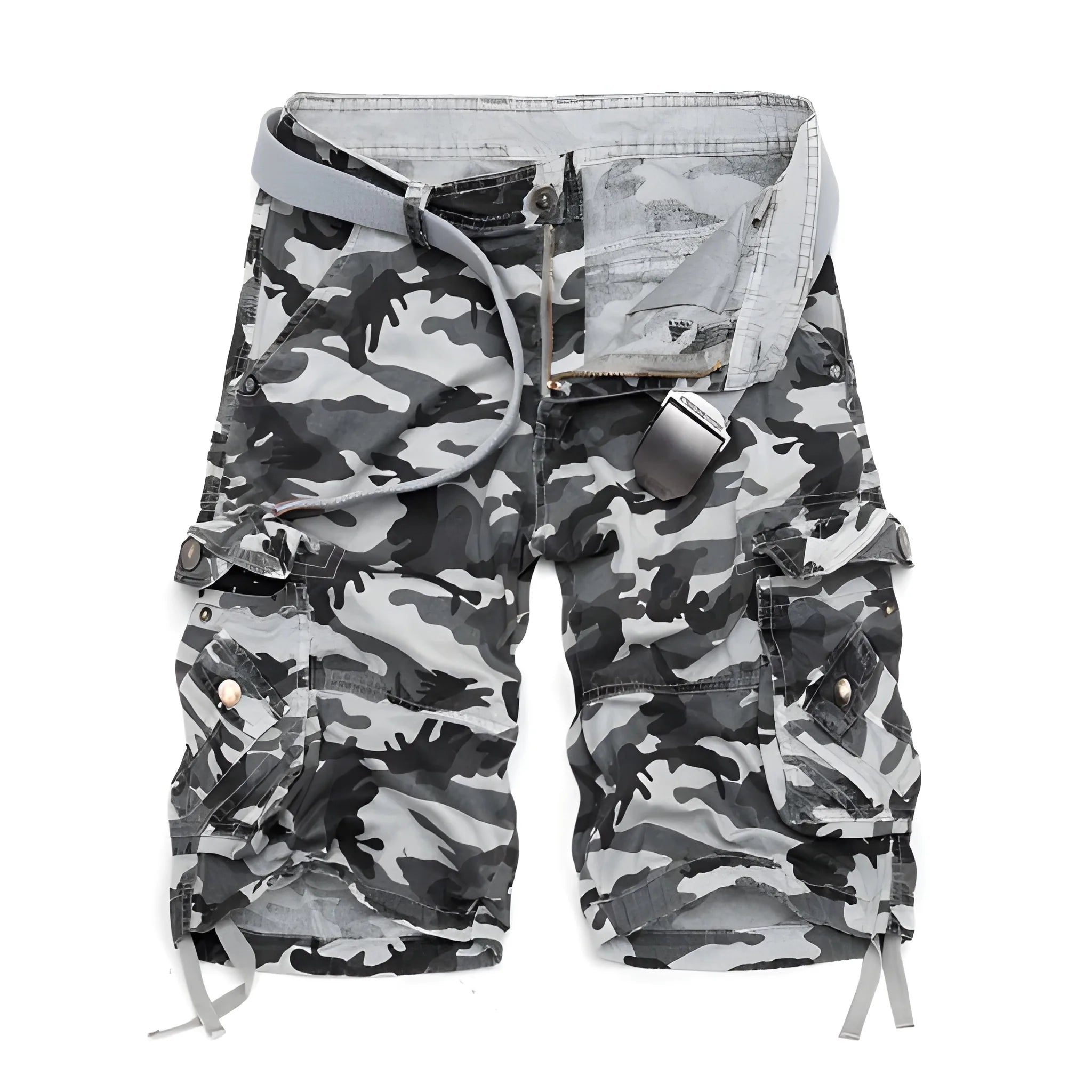 Men's Casual Camo Shorts with Pockets and Zip Pockets