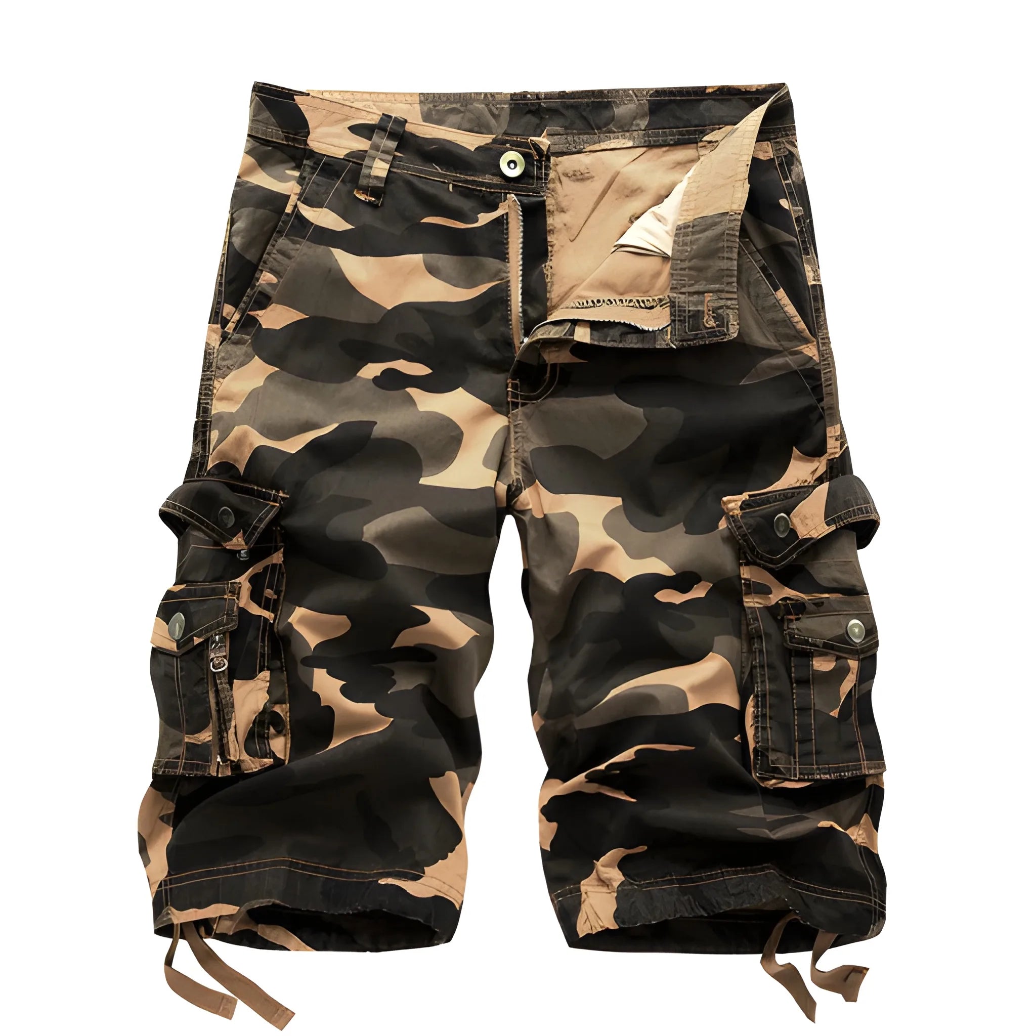 Men's Casual Camo Shorts with Pockets and Zip Pockets