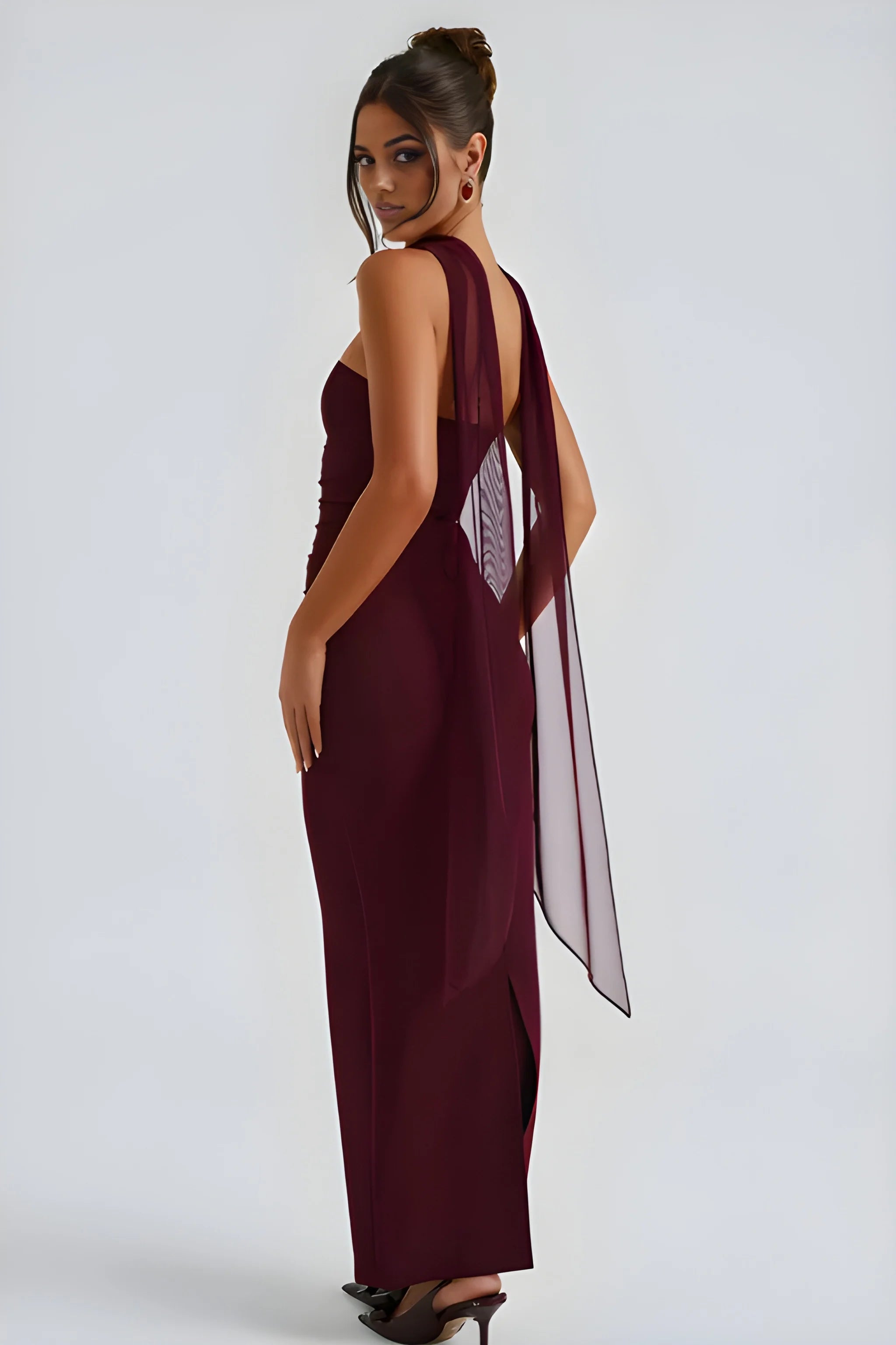 Women's Formal Maxi Wedding Guest Dress with Strapless Neckline