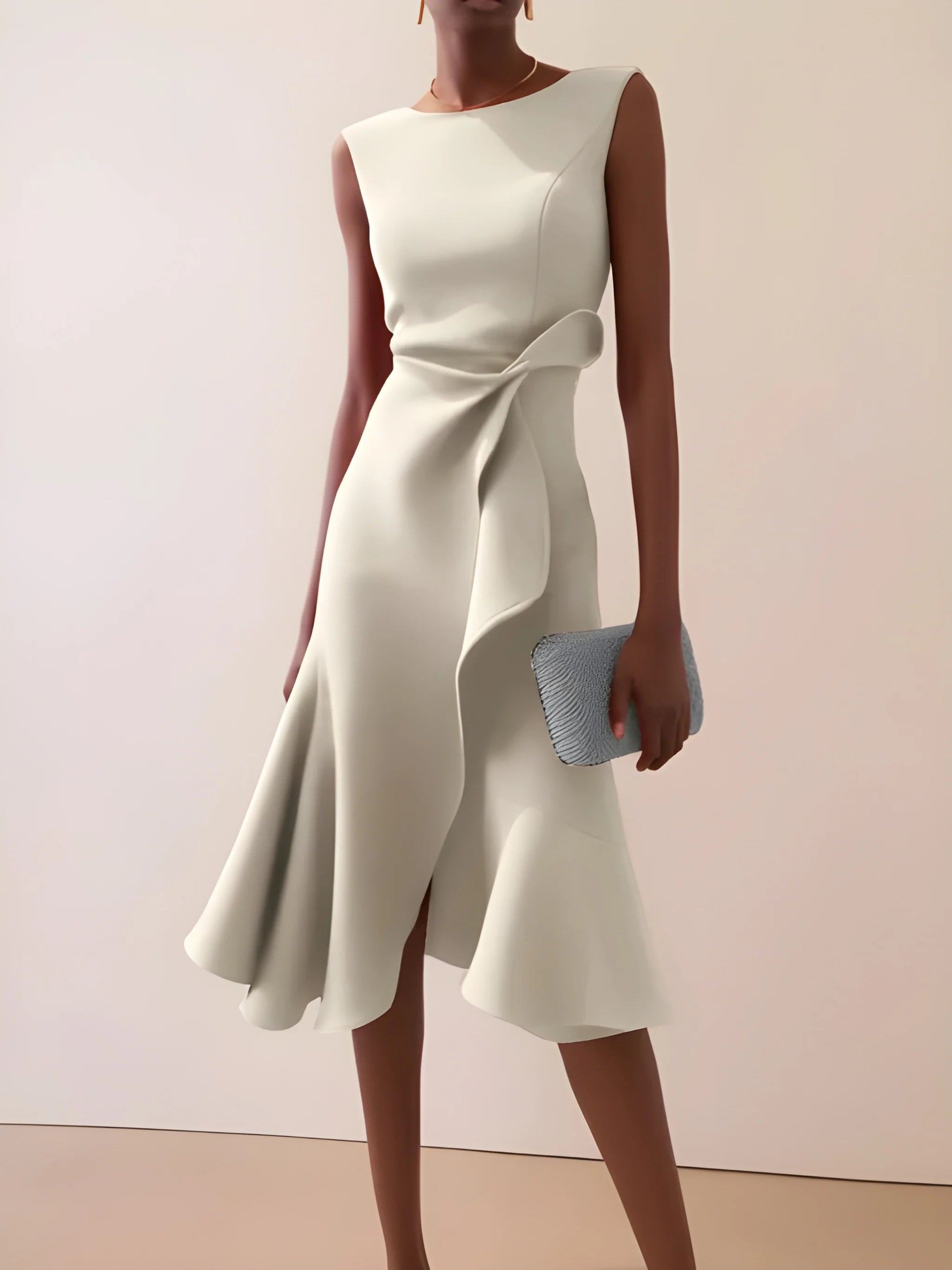 Women's Elegant Asymmetrical Midi Summer Dress with Ruffled Detail