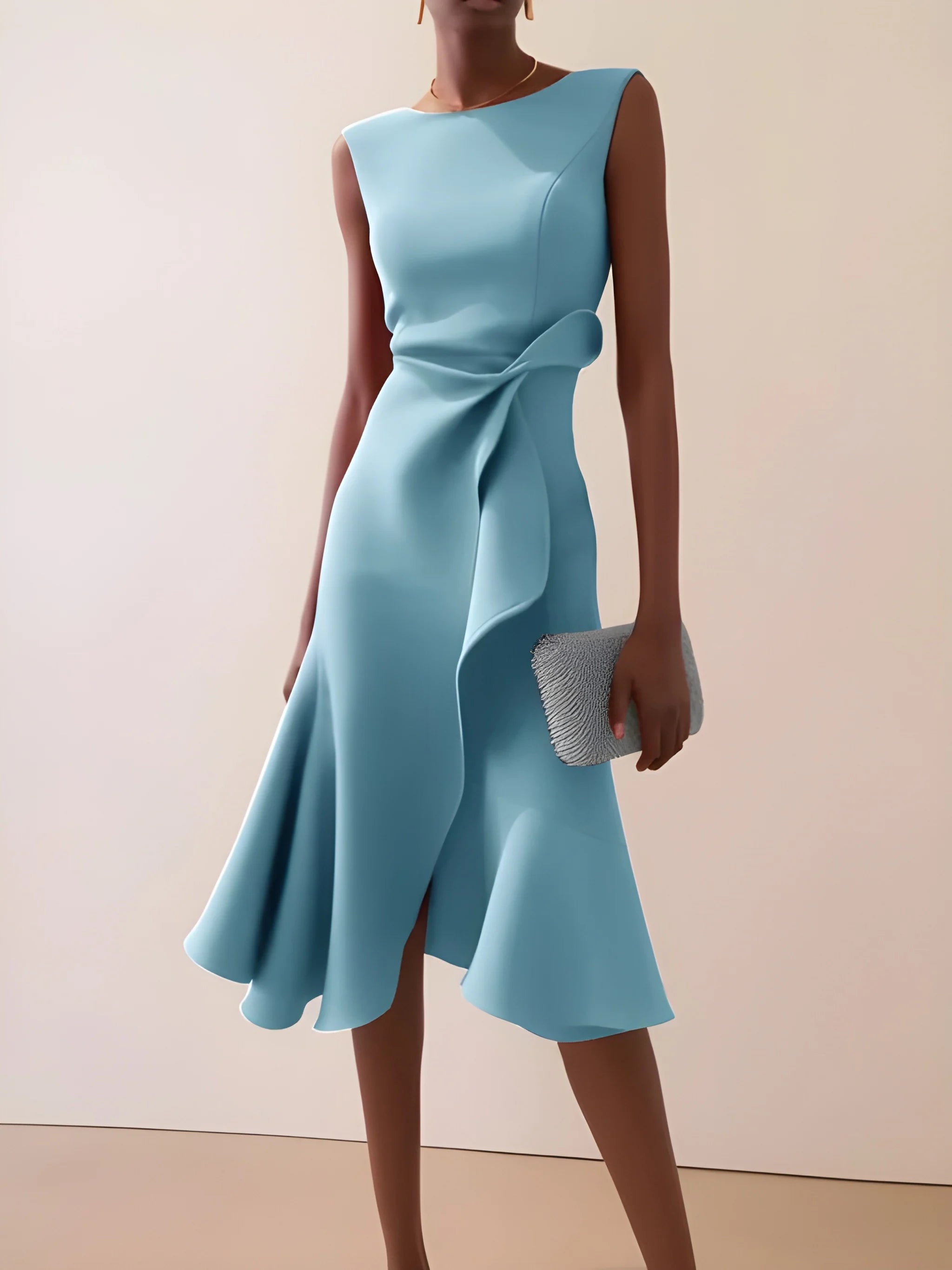 Women's Elegant Asymmetrical Midi Summer Dress with Ruffled Detail