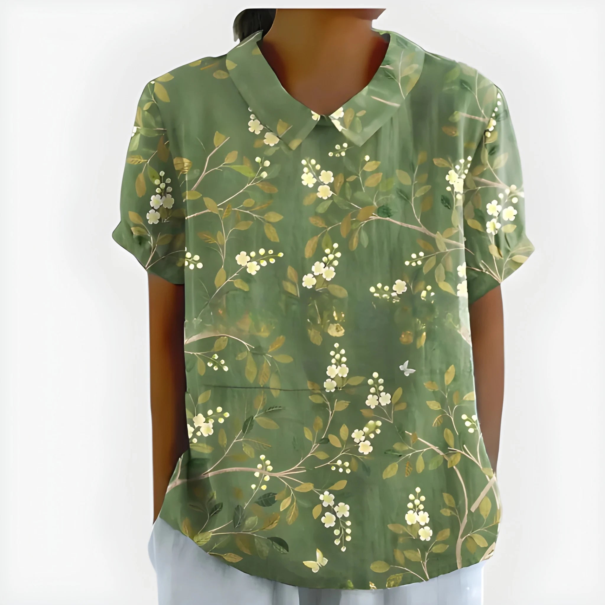 Women's Summer Striped Blouse with Short Sleeve and V-Neck