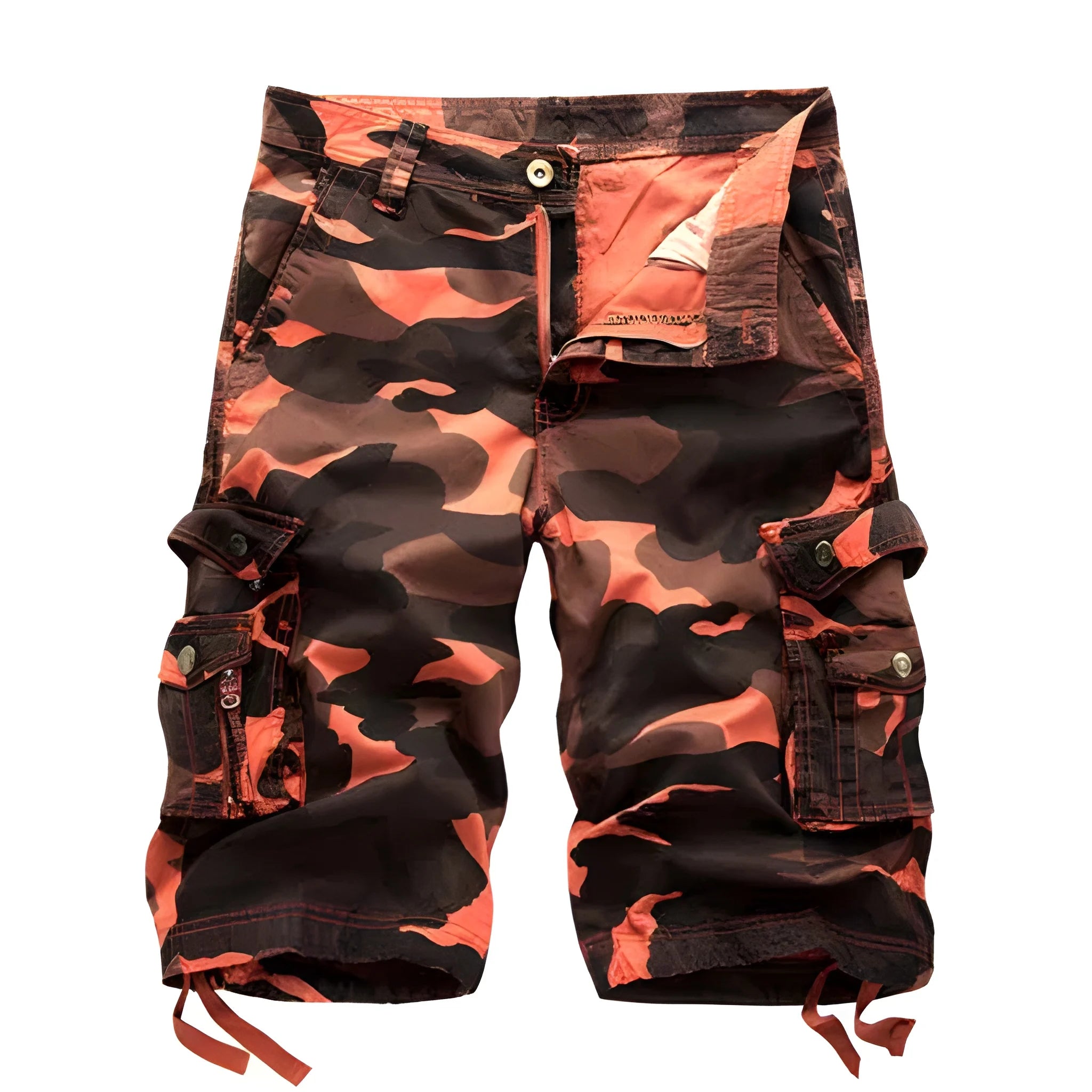 Men's Casual Camo Shorts with Pockets and Zip Pockets
