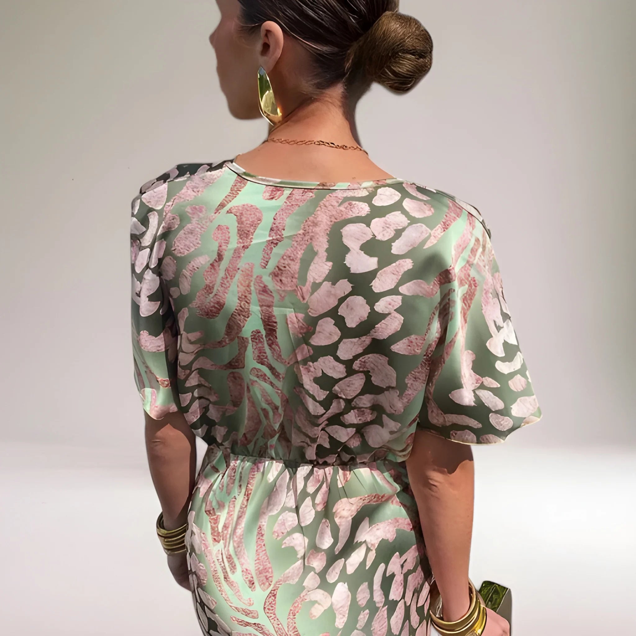 Women's Formal Elegant Midi Wedding Guest Dress with V-Neck
