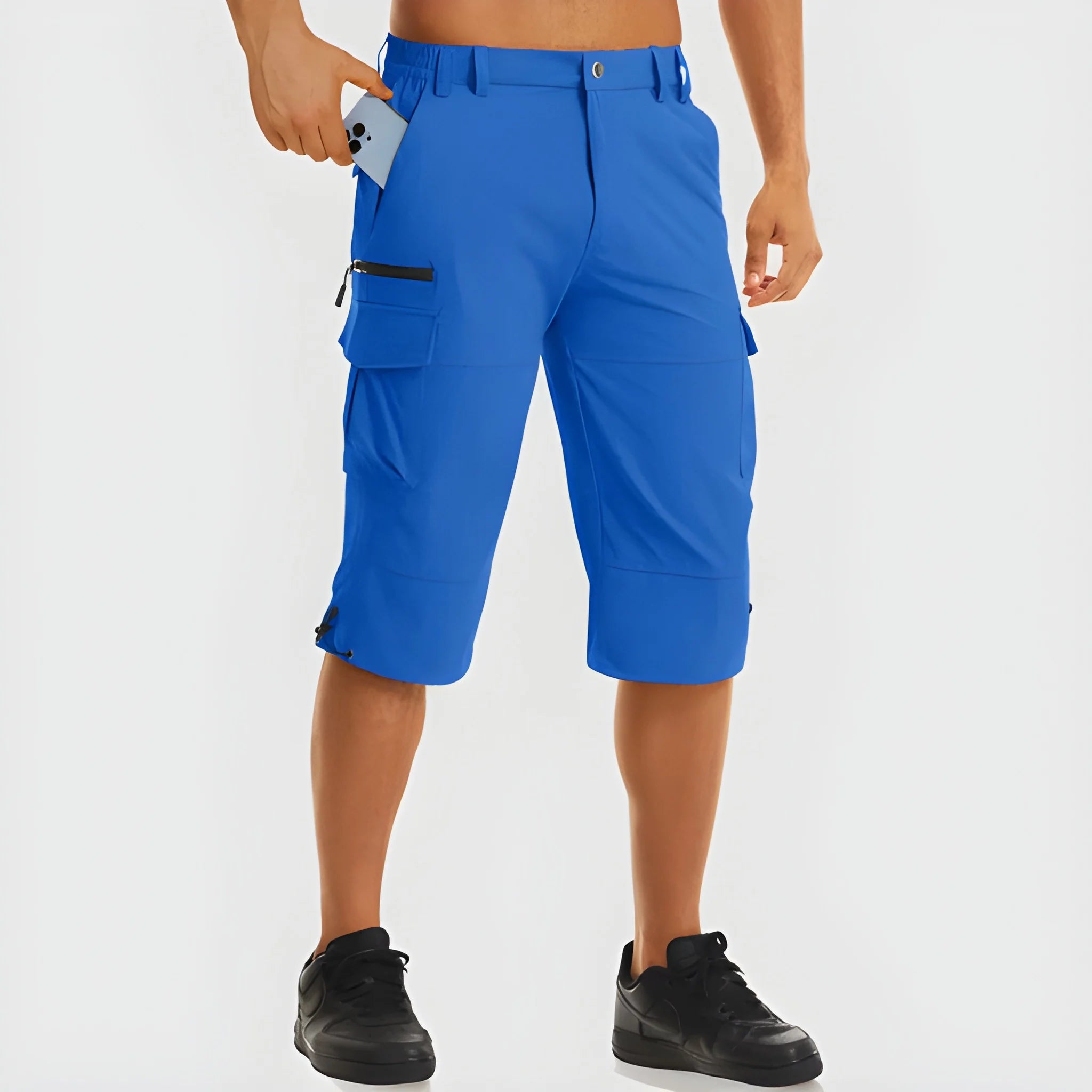 Men's Cargo Long Shorts with Pockets and Zip Pockets
