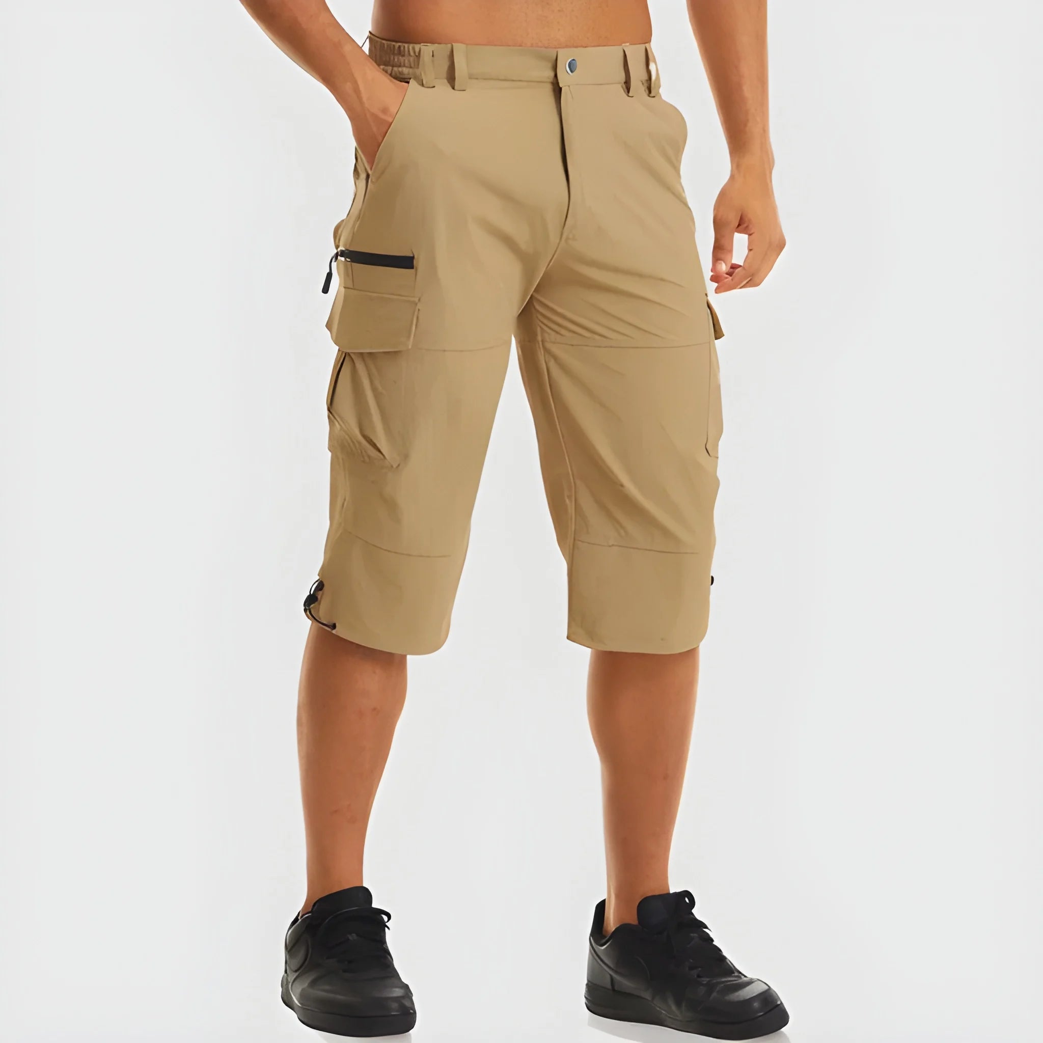 Men's Cargo Long Shorts with Pockets and Zip Pockets
