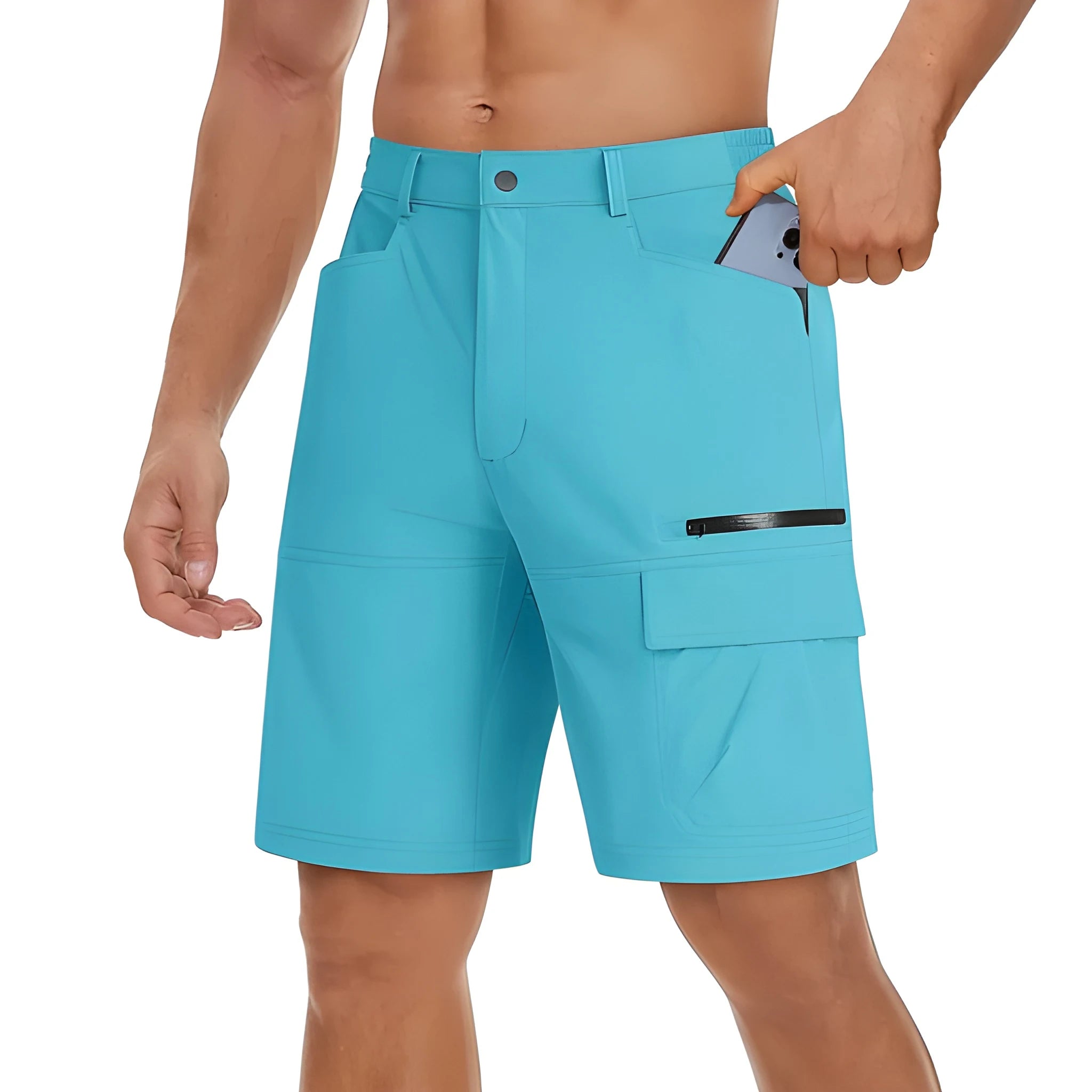 Men's Workout Athletic Shorts with Elastic Waist and Pockets