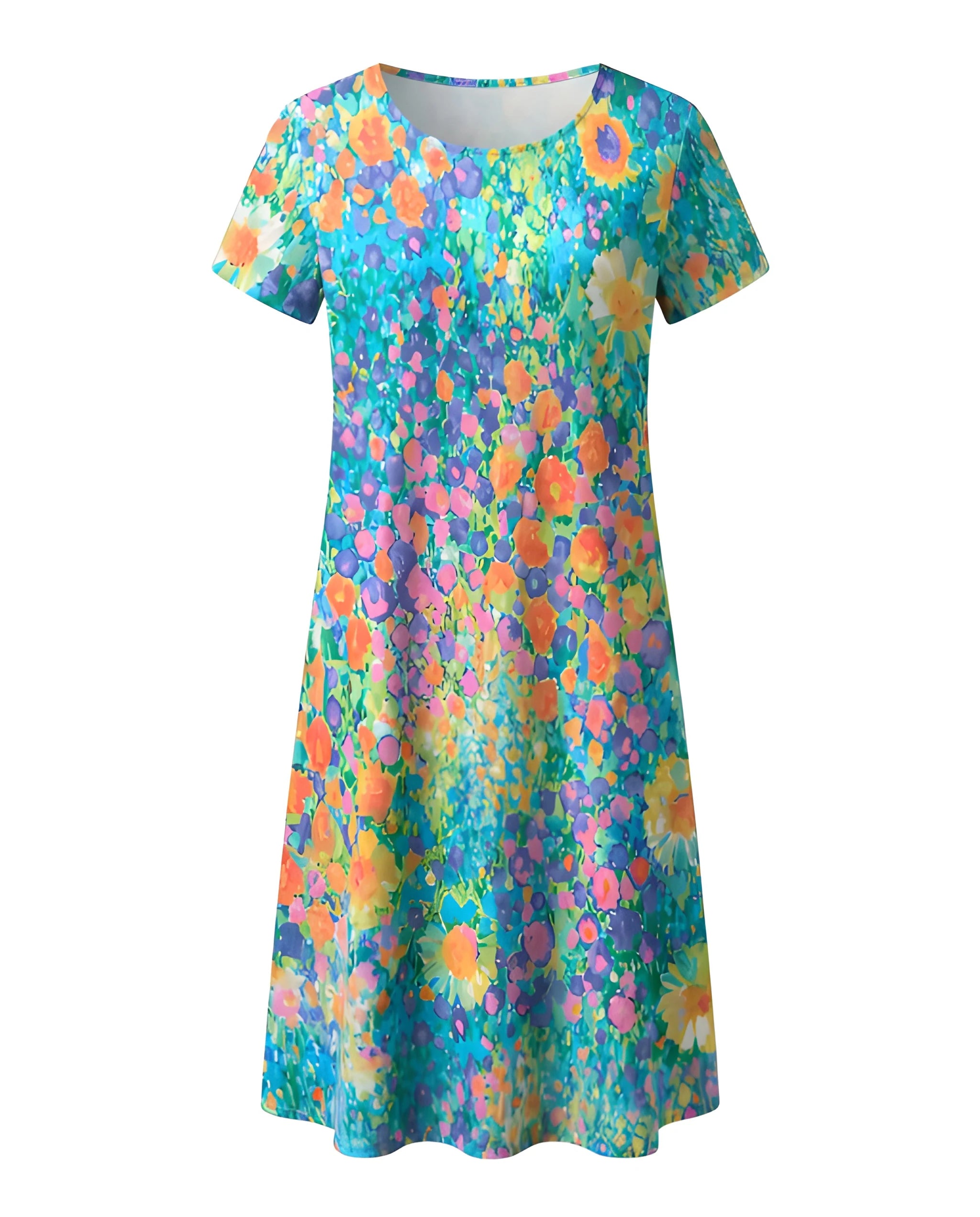 Women's Casual Midi Summer Dress with Short Sleeves