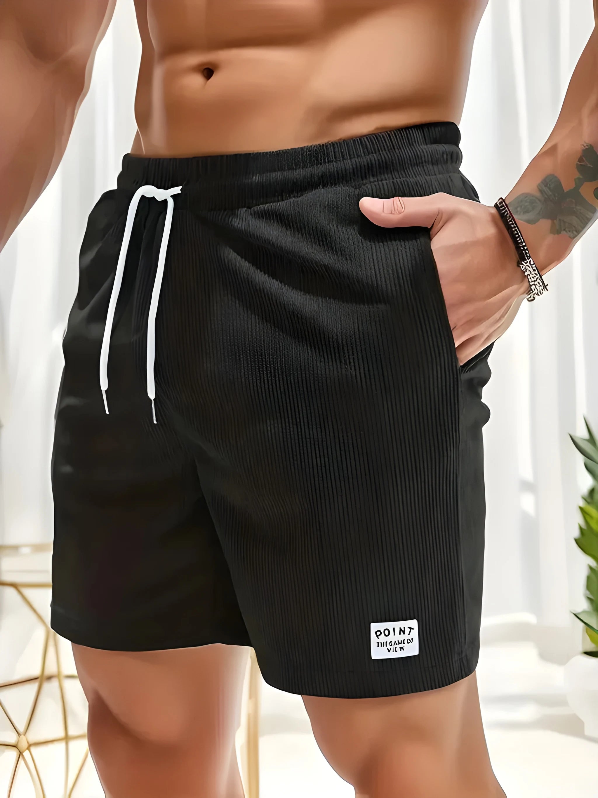 Men's Summer Leisure Shorts with Drawstring Waist and Pockets